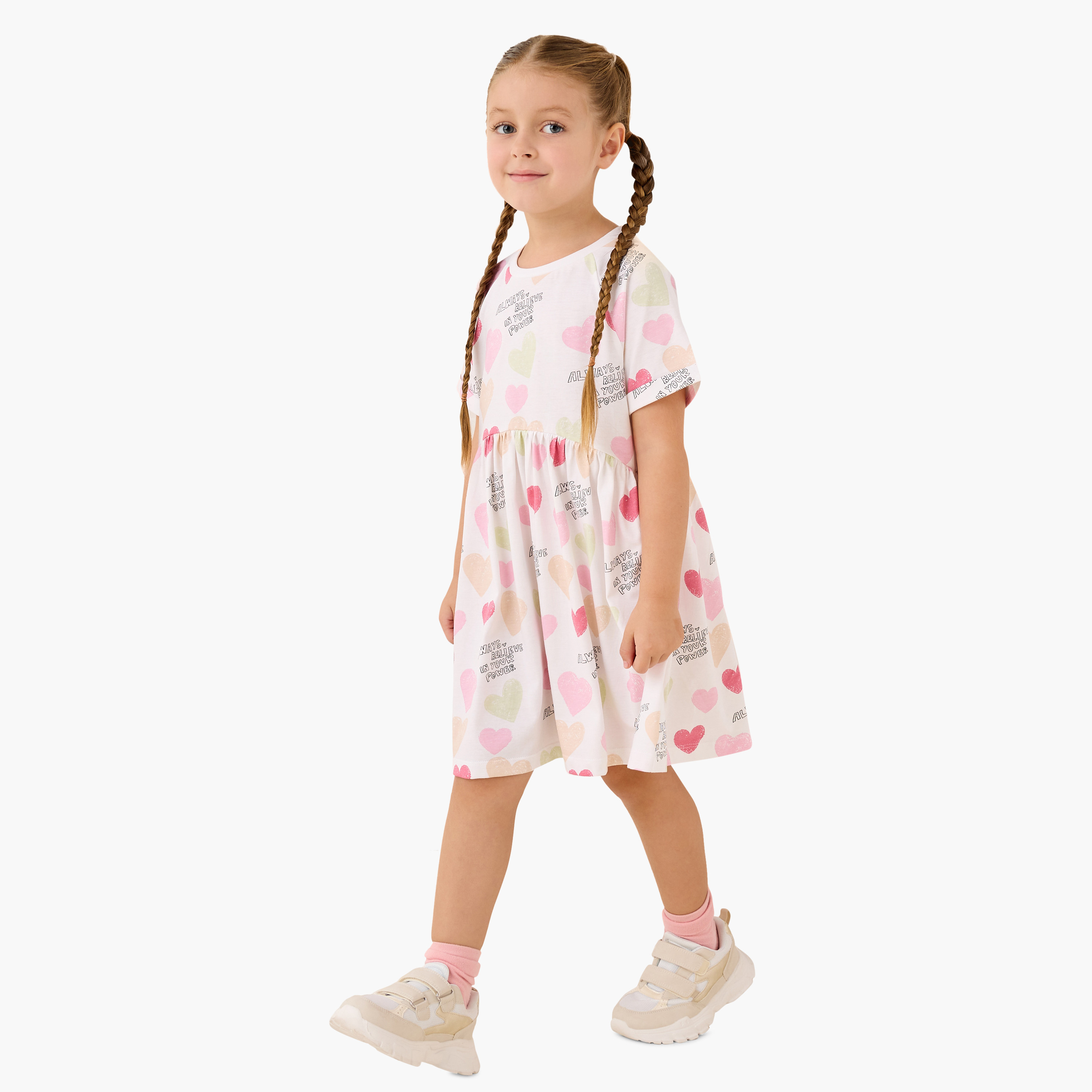 Juniors All-Over Heart Print Dress with Extended Sleeves-girls-clothing-dressesandjumpsuits-image-2
