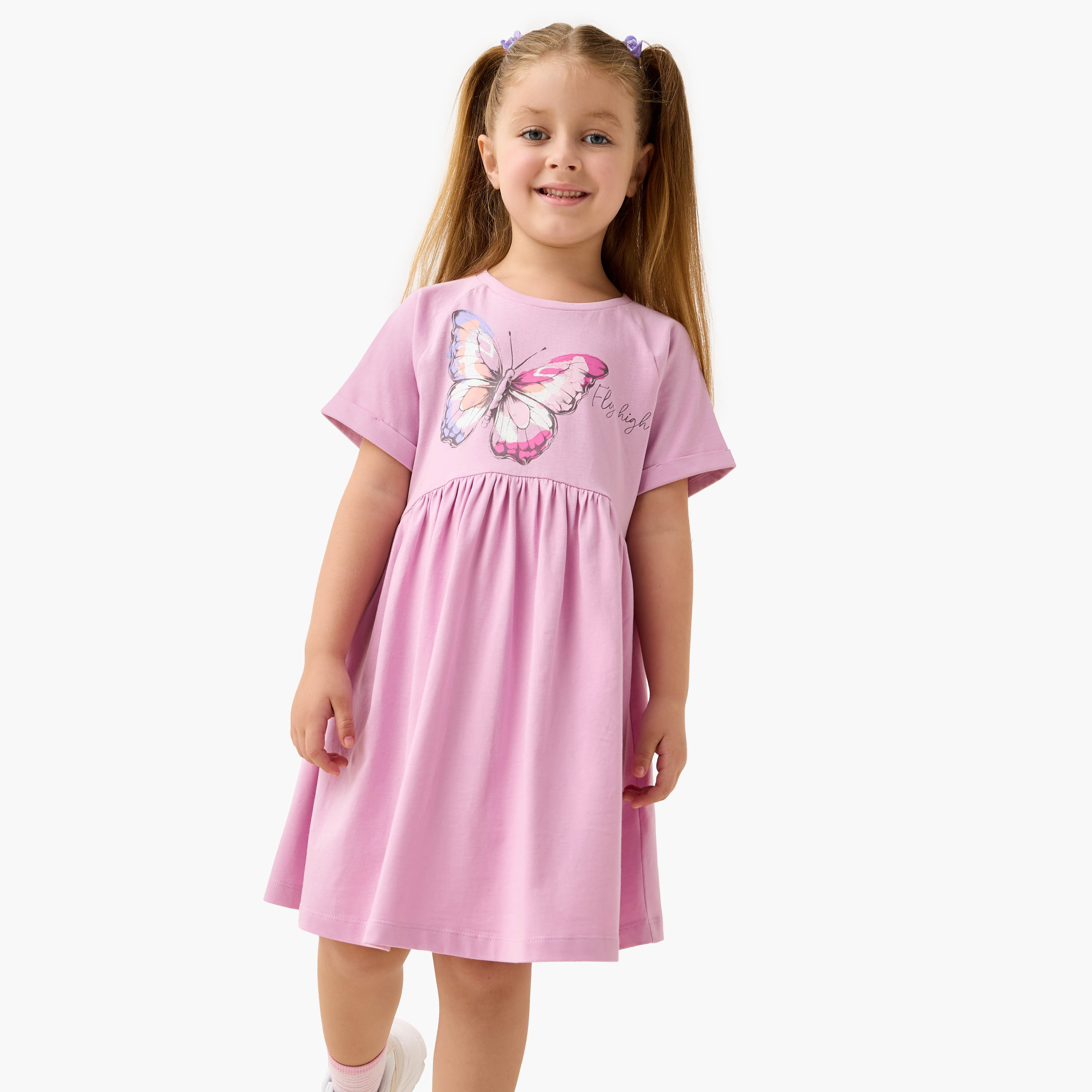 فستان بأكمام قصيرة وطبعات فراشة من جونيورز-girls-clothing-dressesandjumpsuits-image-1