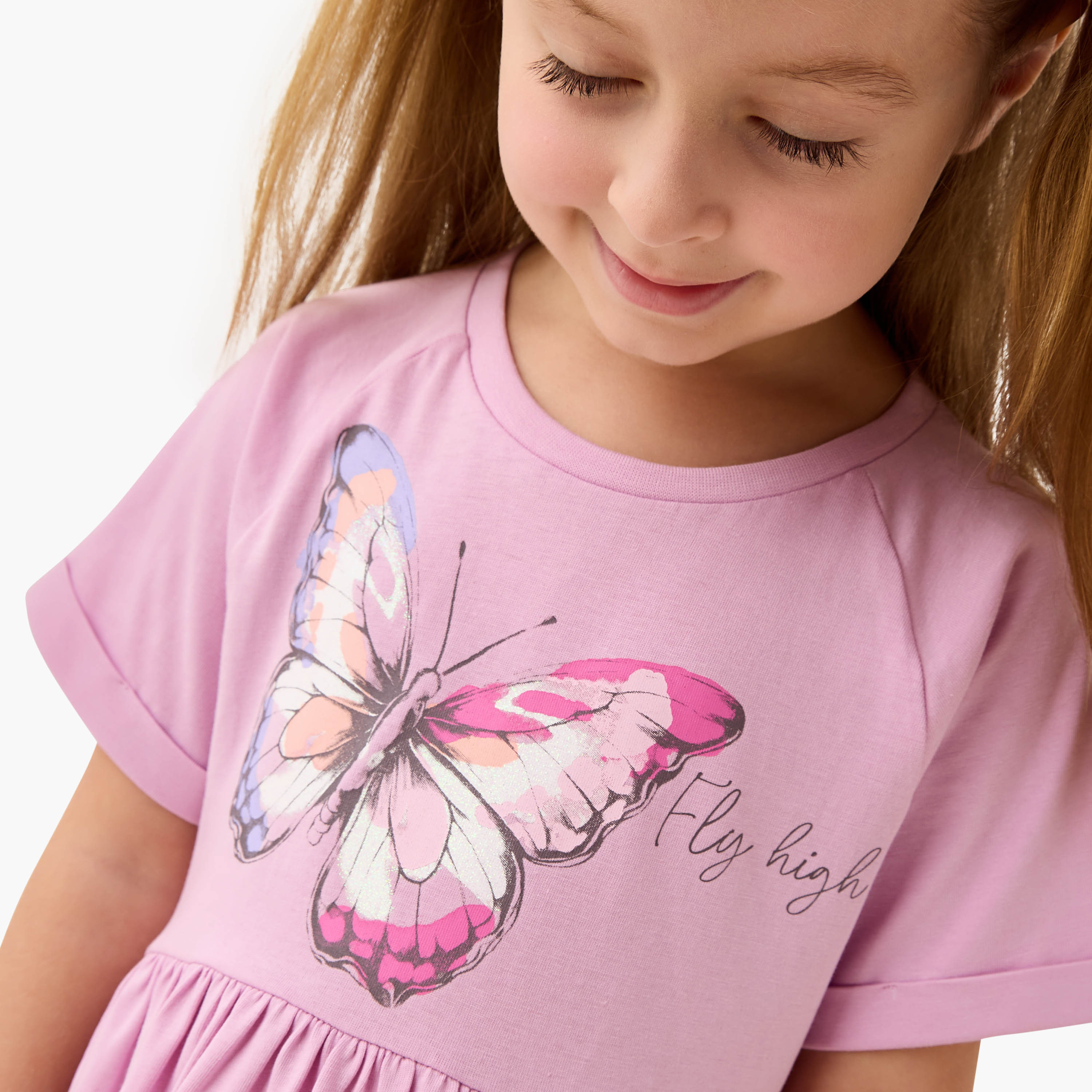 فستان بأكمام قصيرة وطبعات فراشة من جونيورز-girls-clothing-dressesandjumpsuits-image-4