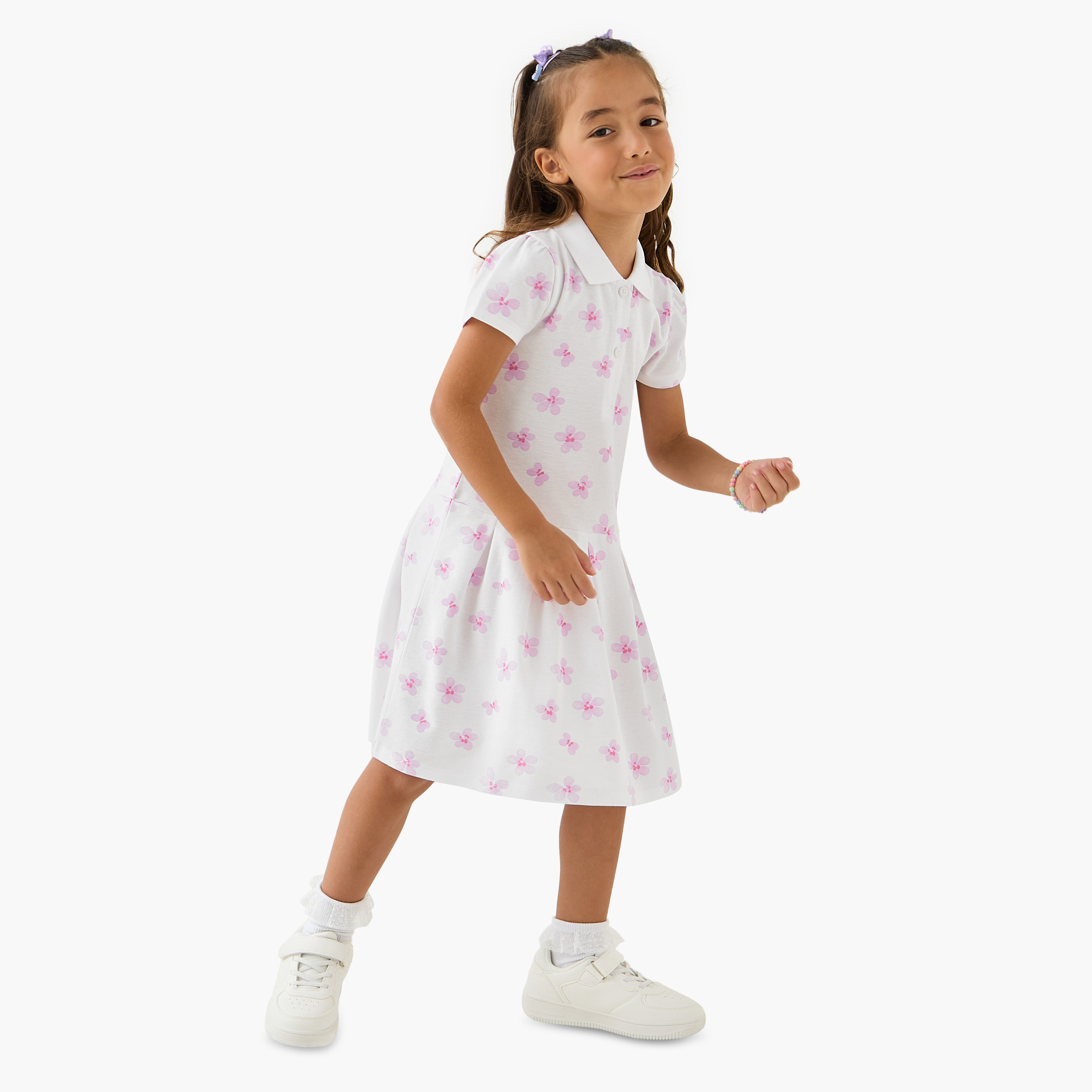 Juniors Printed Polo Dress with Short Sleeves-girls-clothing-dressesandjumpsuits-image-2