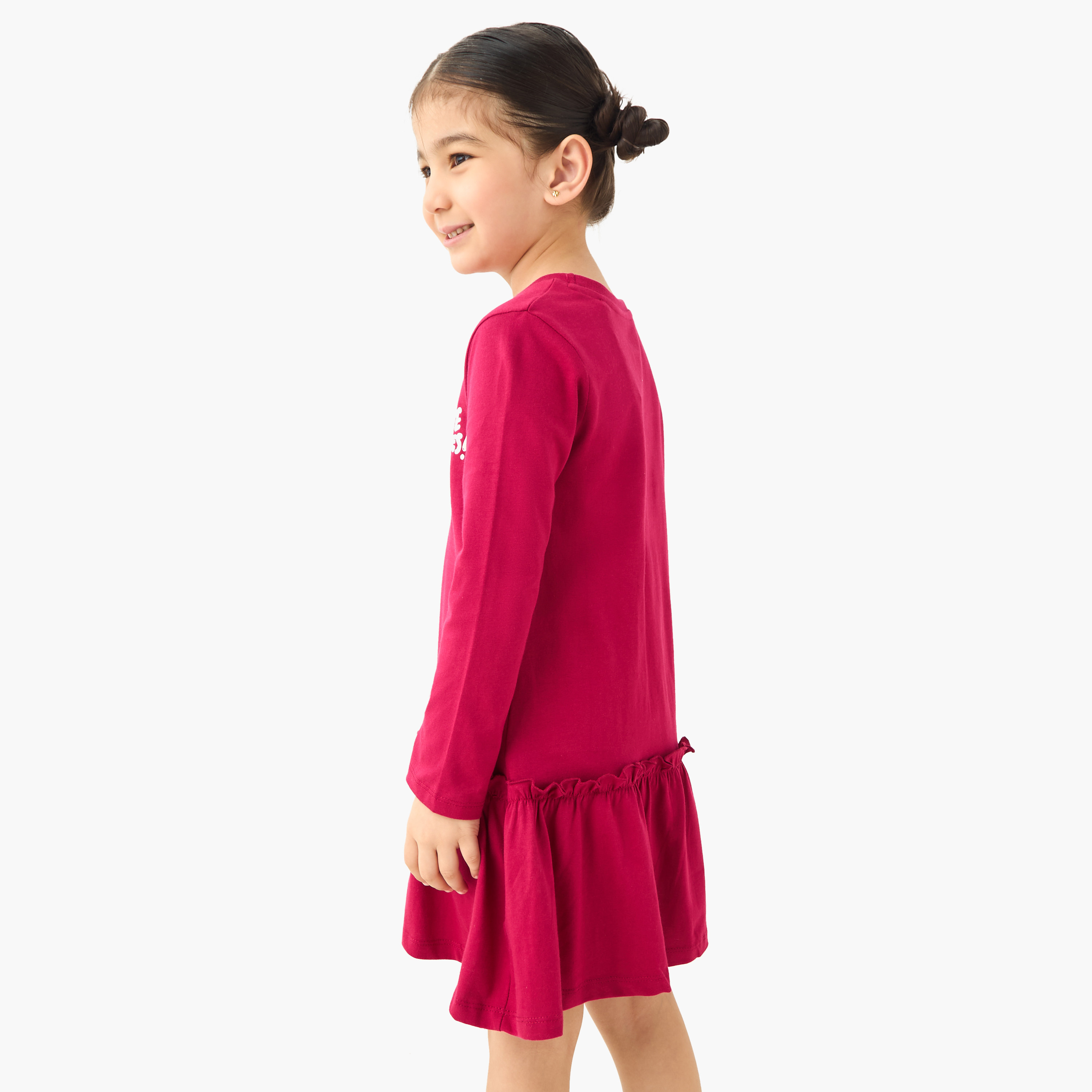 فستان بأكمام طويلة وطبعات دب من جونيورز-girls-clothing-dressesandjumpsuits-image-3