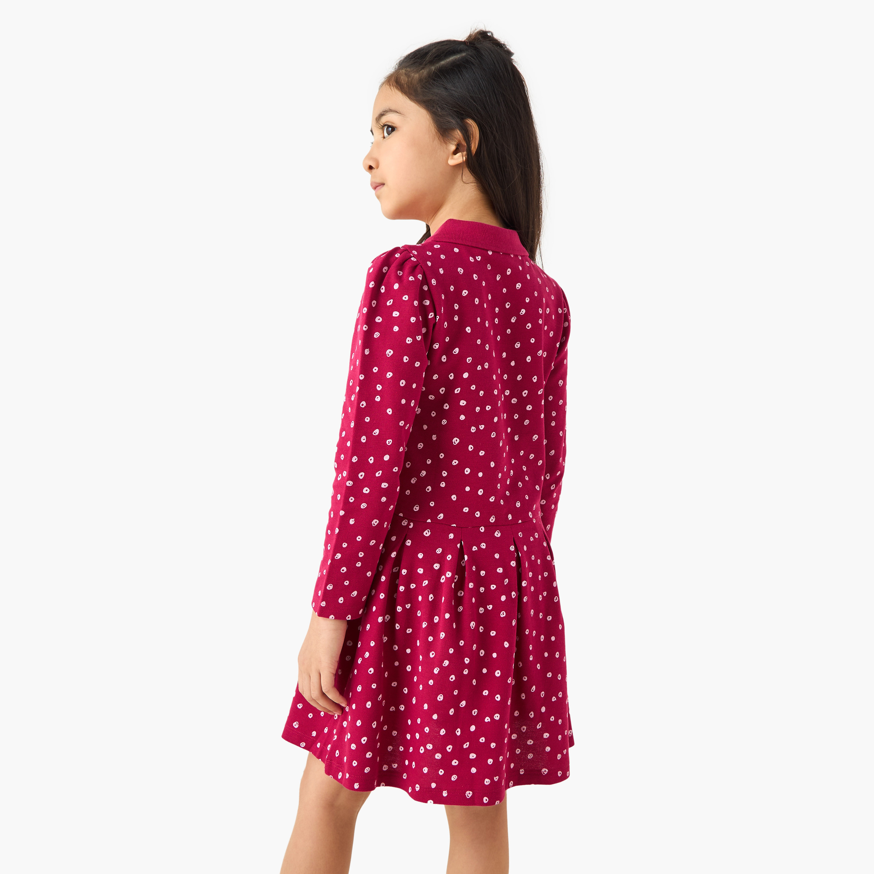 Juniors Collared Long Sleeves Knee Length Polo Dress-girls-clothing-dressesandjumpsuits-image-3