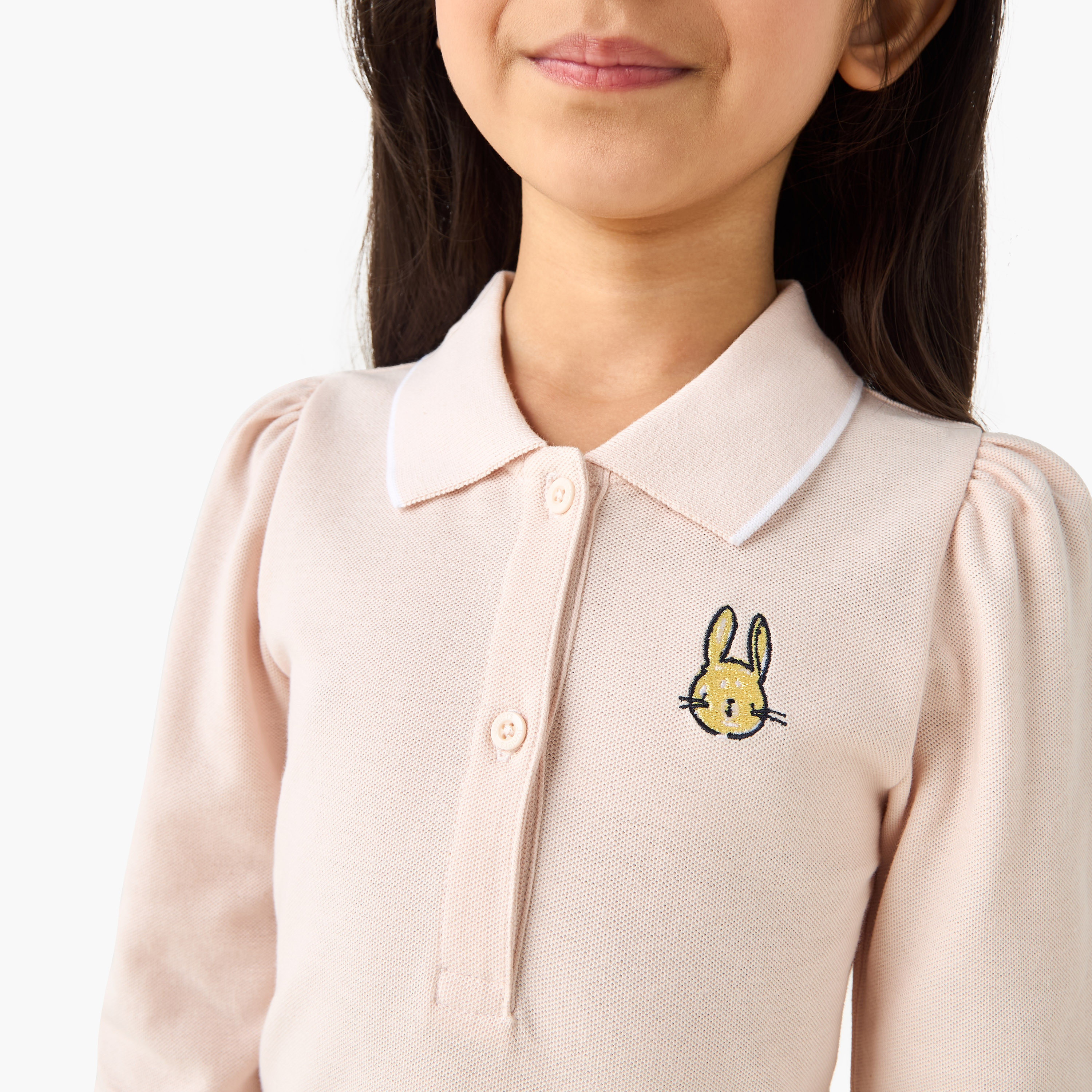Juniors Collared Long Sleeves Knee Length Polo Dress-girls-clothing-dressesandjumpsuits-image-4