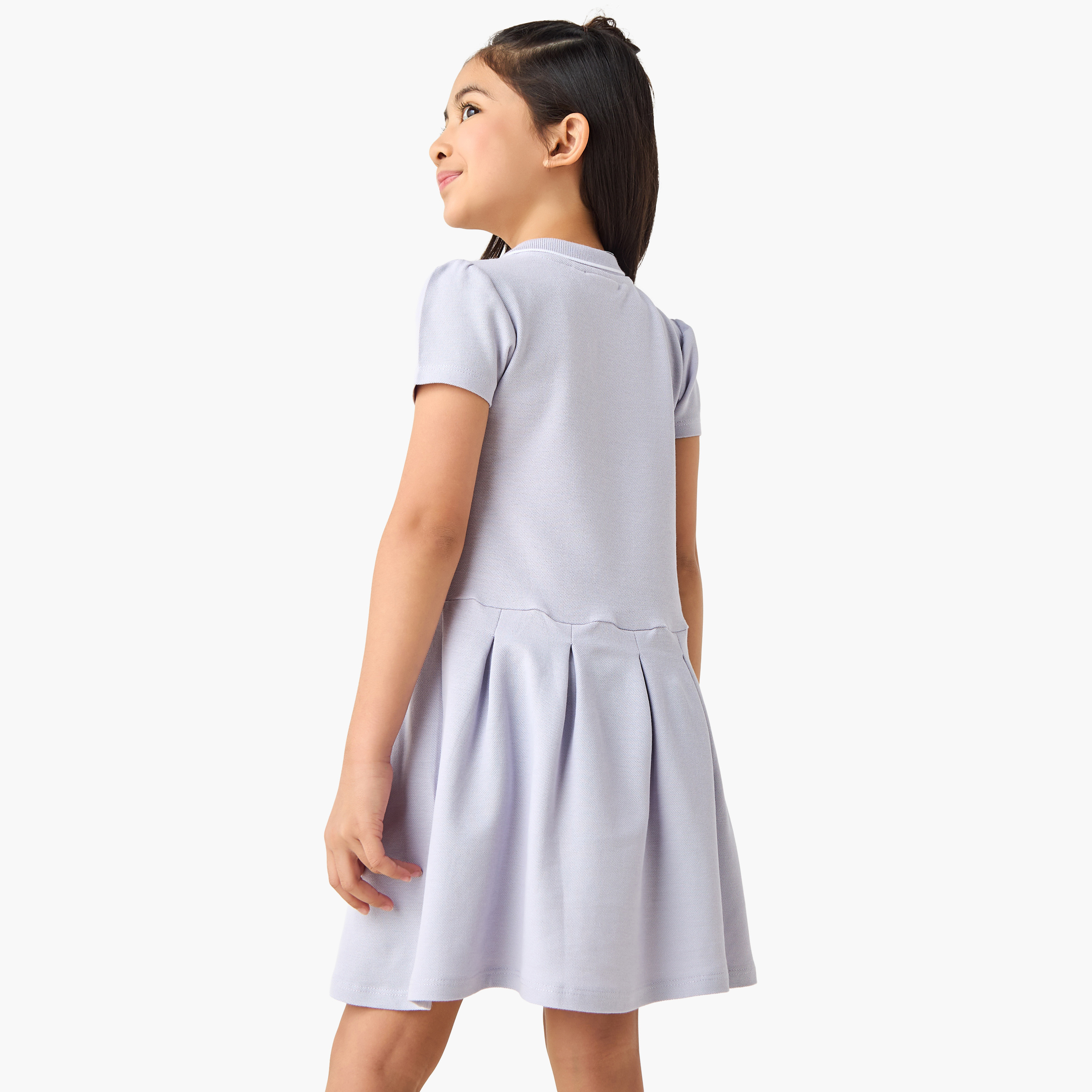 Juniors Collared Short Sleeves Knee Length Polo Dress-girls-clothing-dressesandjumpsuits-image-3