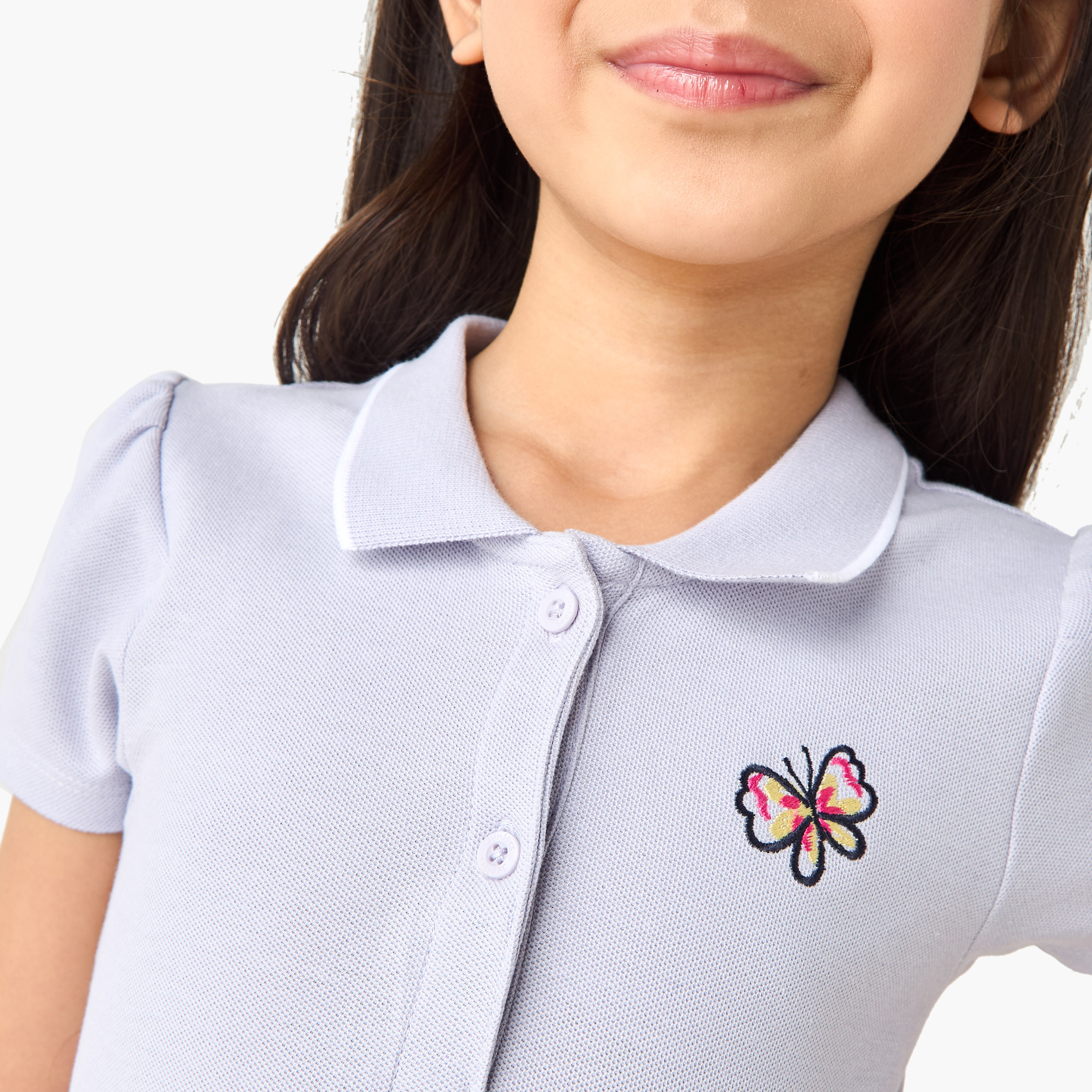 Juniors Collared Short Sleeves Knee Length Polo Dress-girls-clothing-dressesandjumpsuits-image-4
