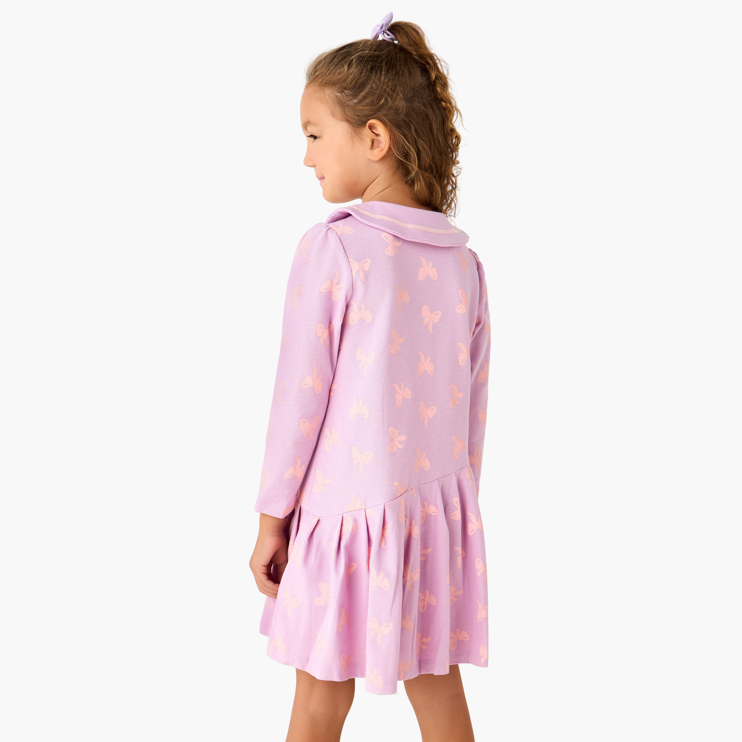 Juniors Peter Pan Collar Long Sleeves Dress with Button Placket-girls-clothing-dressesandjumpsuits-image-3