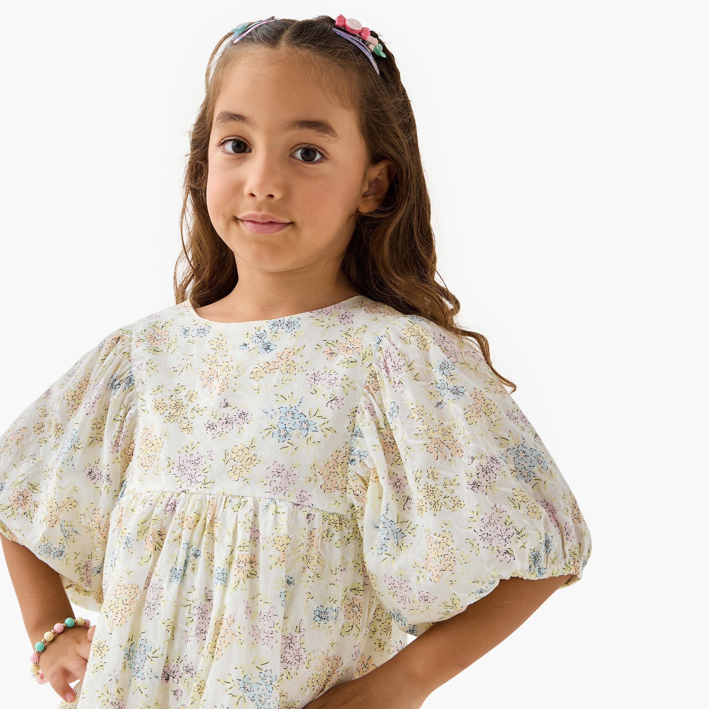 فستان بأكمام منفوخة وطبعات زهرية من جونيورز-girls-clothing-dressesandjumpsuits-image-4