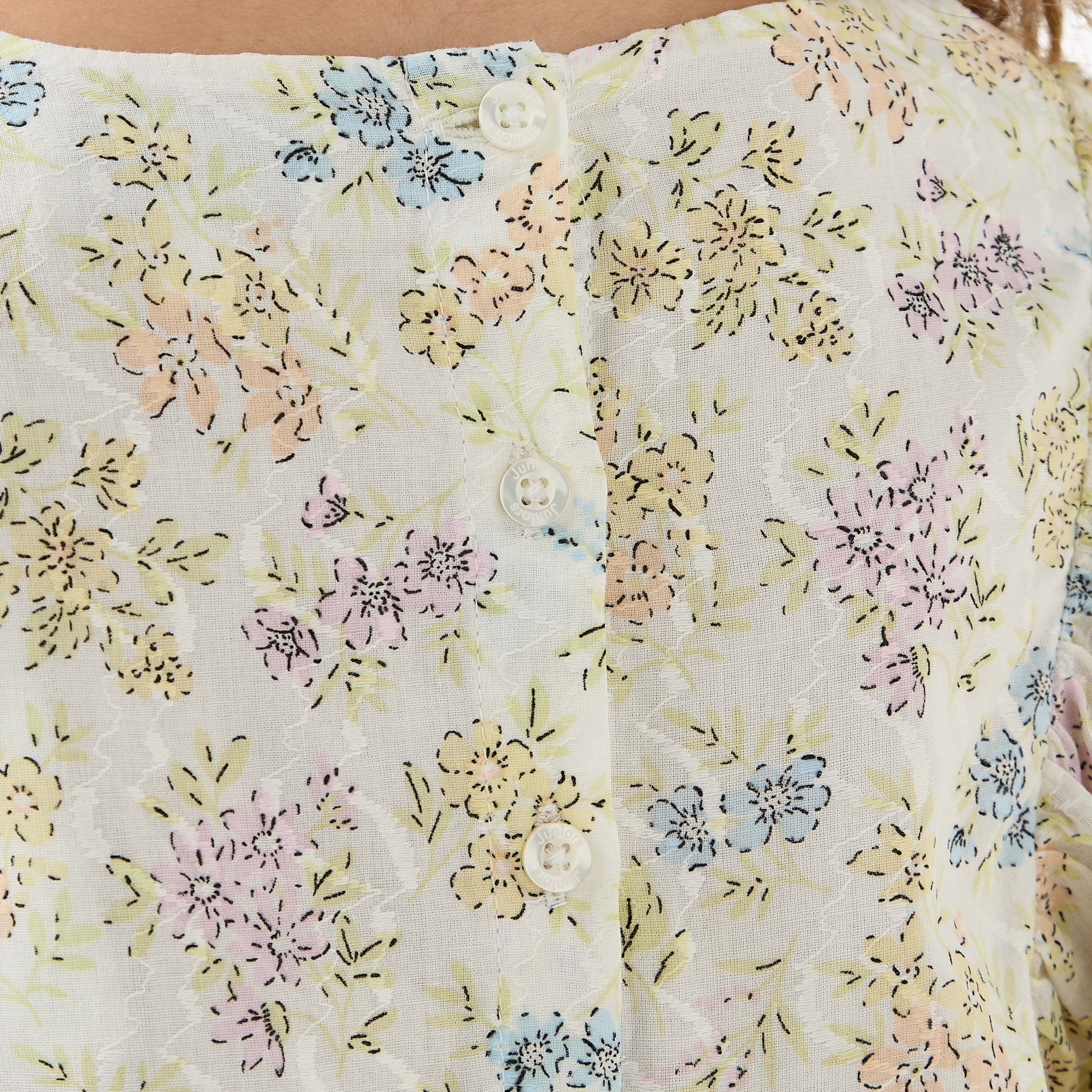 فستان بأكمام منفوخة وطبعات زهرية من جونيورز-girls-clothing-dressesandjumpsuits-image-5