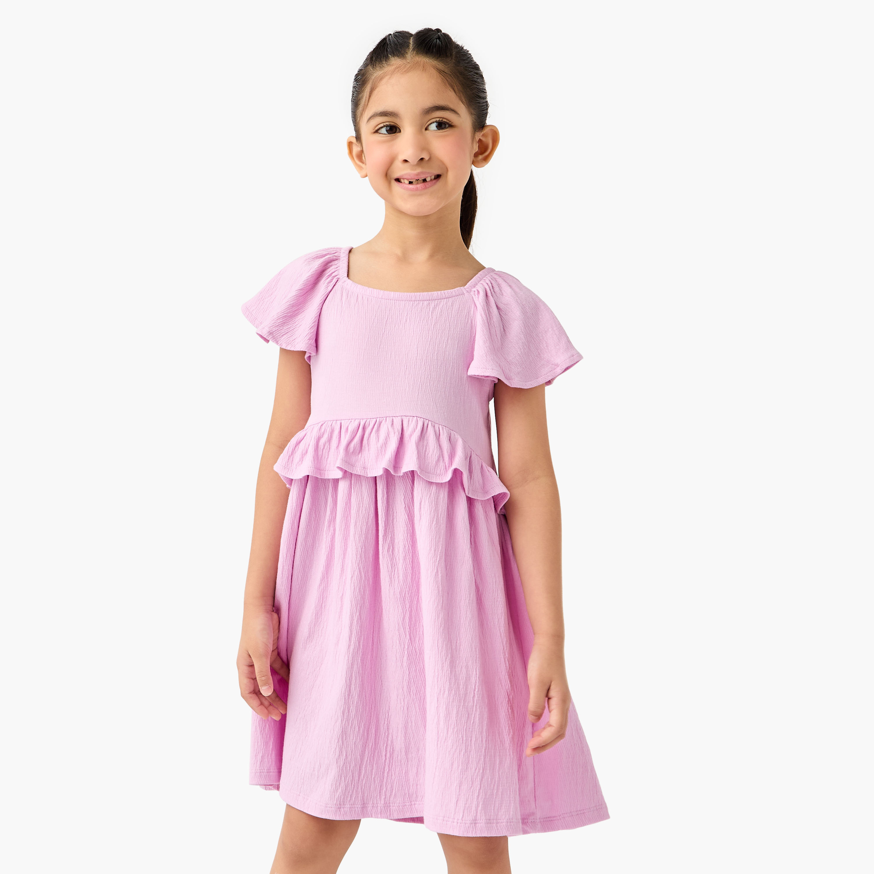 Juniors Ruffled Dress with Flutter Sleeves-girls-clothing-dressesandjumpsuits-image-1