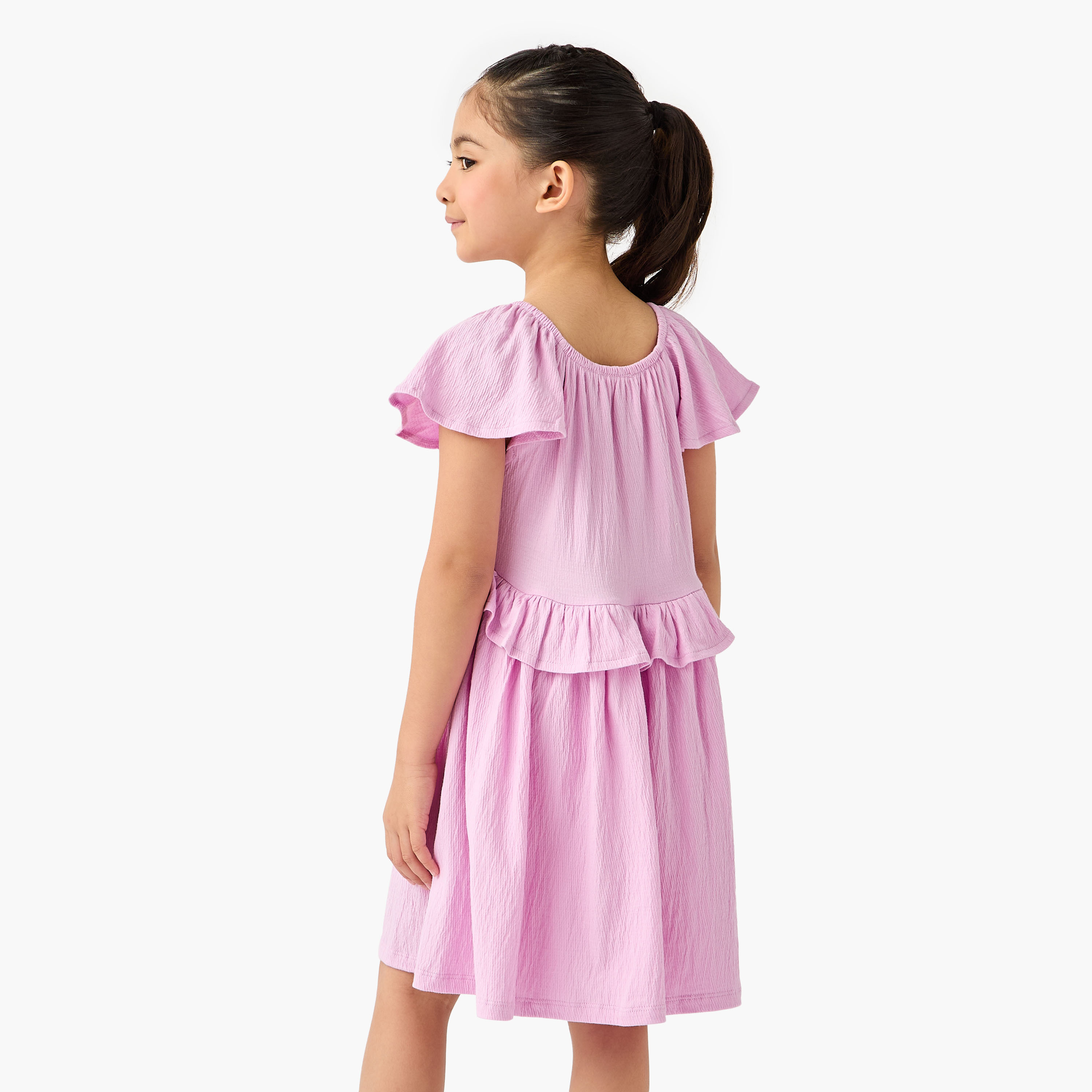 Juniors Ruffled Dress with Flutter Sleeves-girls-clothing-dressesandjumpsuits-image-3