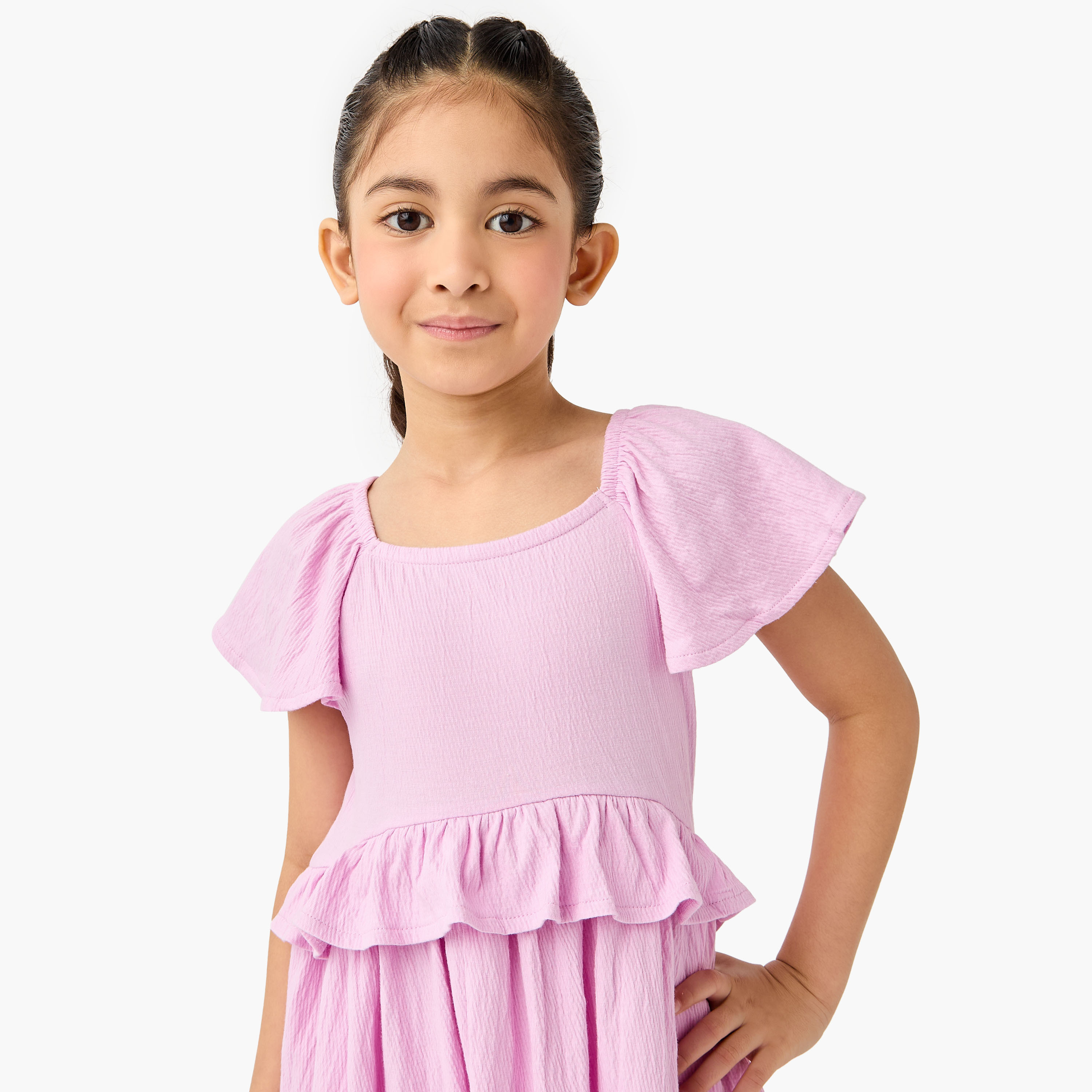 Juniors Ruffled Dress with Flutter Sleeves-girls-clothing-dressesandjumpsuits-image-4