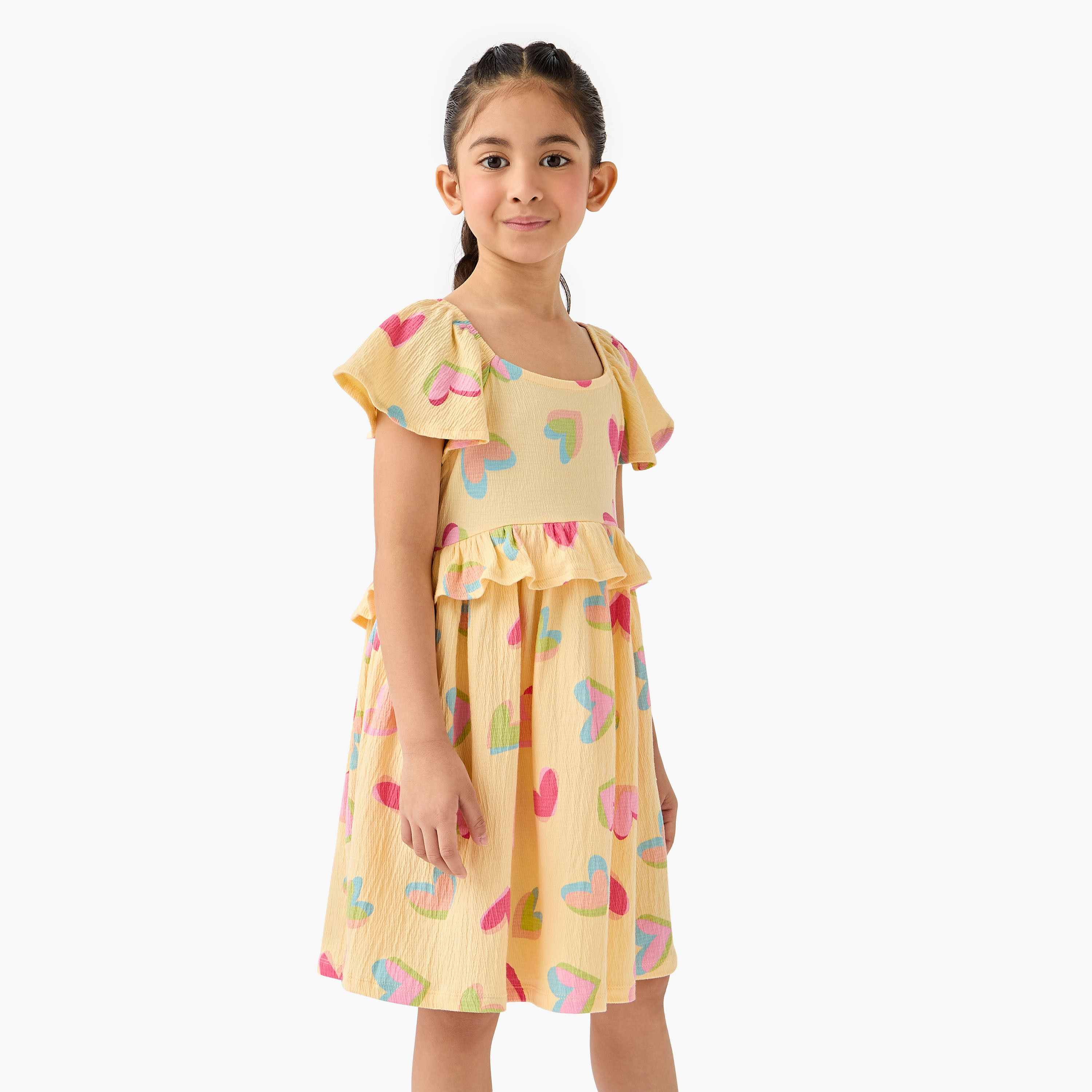 Juniors Ruffled Dress with Flutter Sleeves-girls-clothing-dressesandjumpsuits-image-1