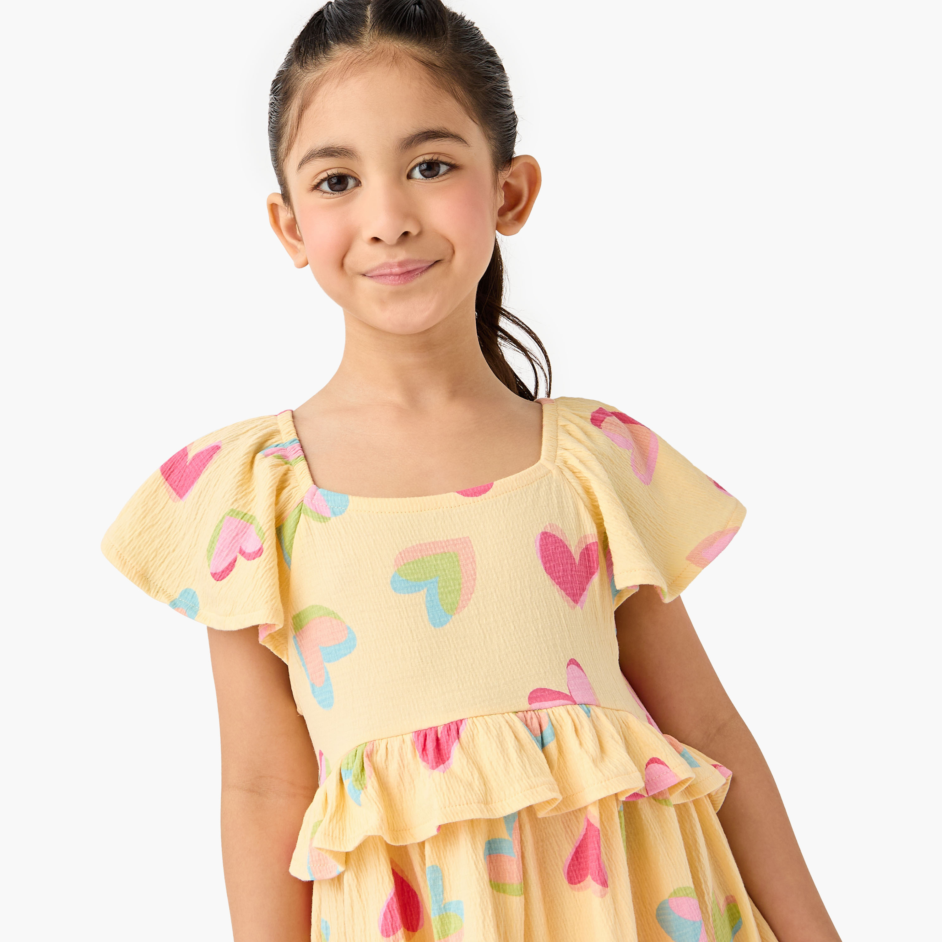 Juniors Ruffled Dress with Flutter Sleeves-girls-clothing-dressesandjumpsuits-image-4