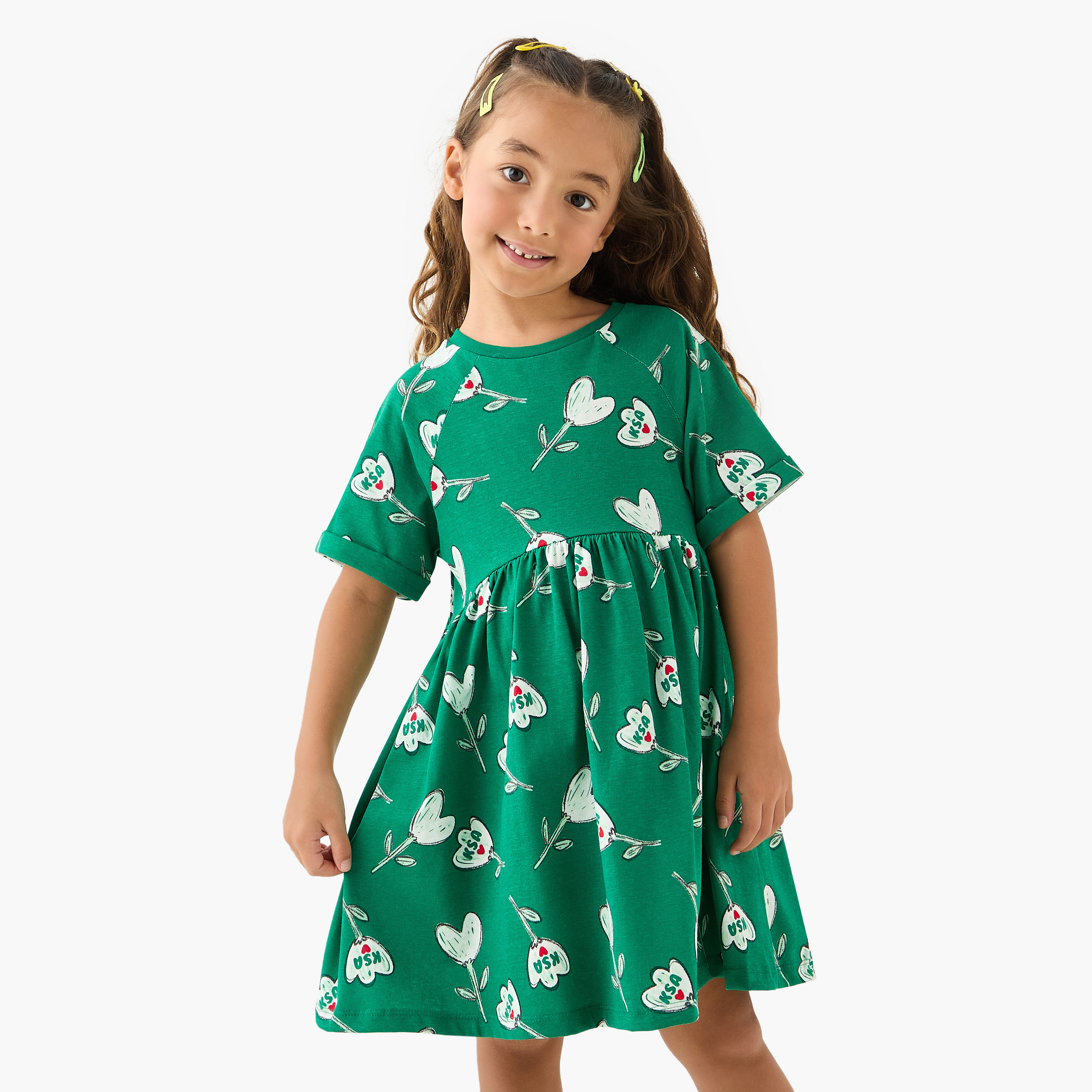 فستان بأكمام قصيرة وطبعات من جونيورز-girls-clothing-dressesandjumpsuits-image-1