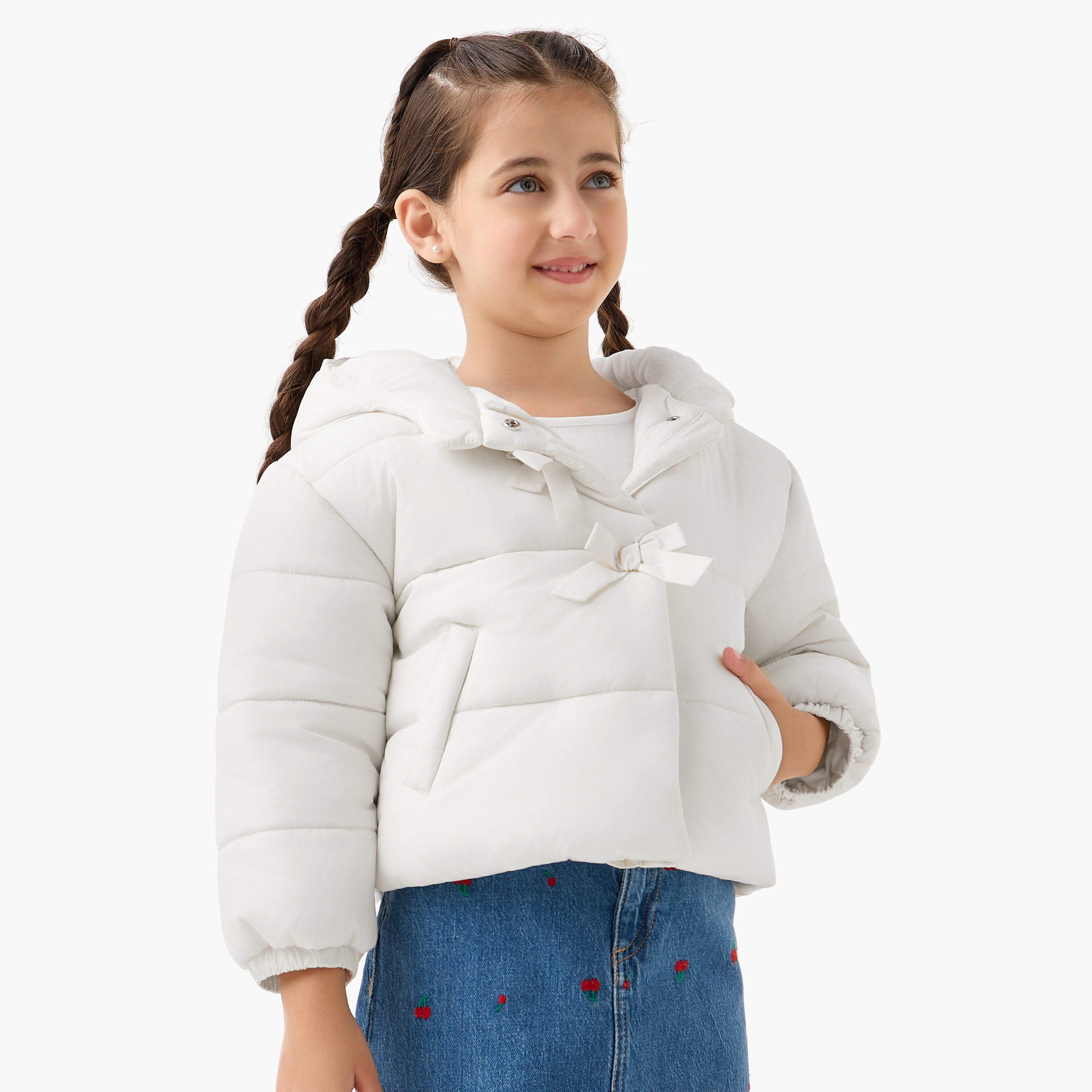 Juniors Bow Accent Padded Jacket with Hood-baby-girls-clothing-jacketsandcoats-image-1