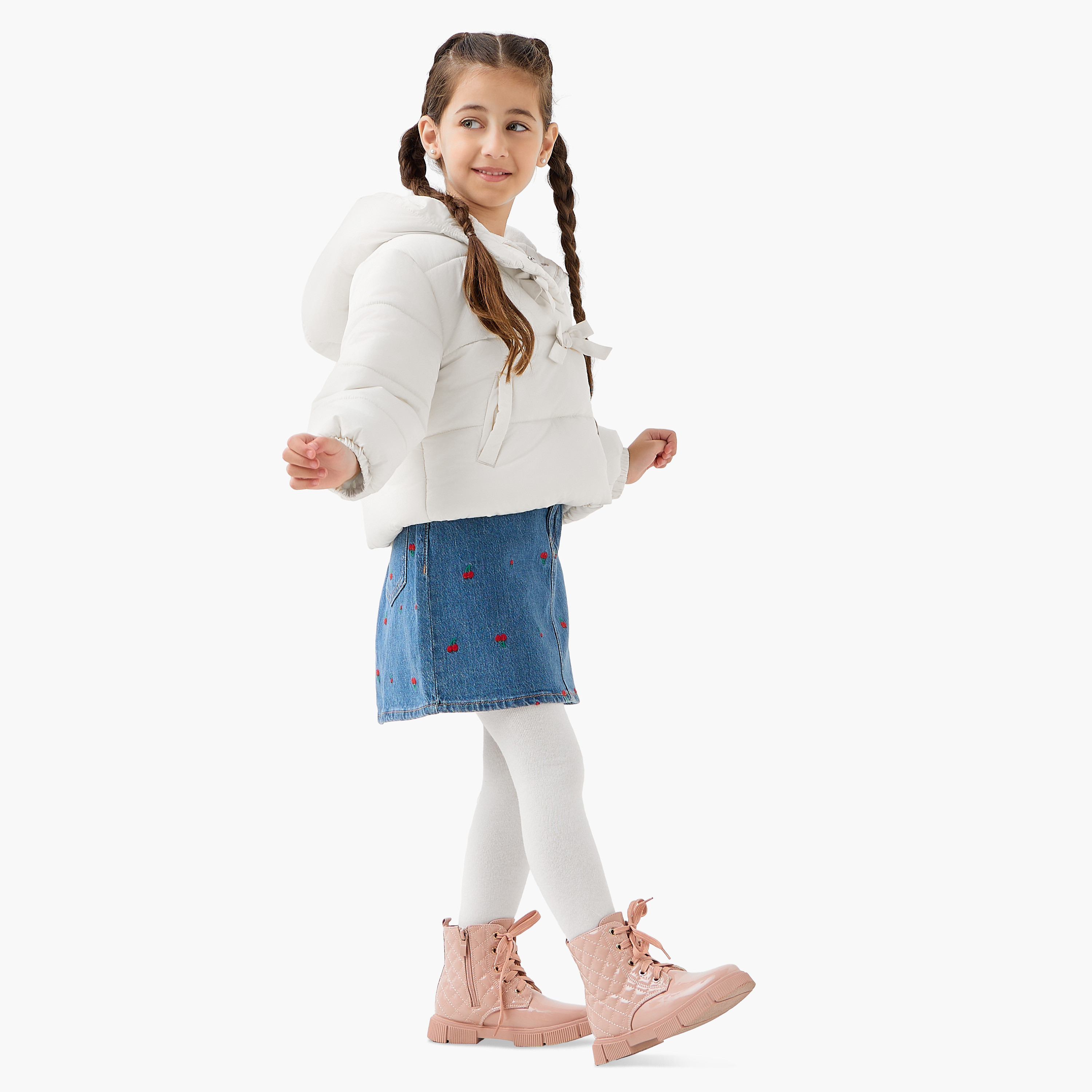 جاكيت مبطن بقبعة وفيونكة من جونيورز-baby-girls-clothing-jacketsandcoats-image-2