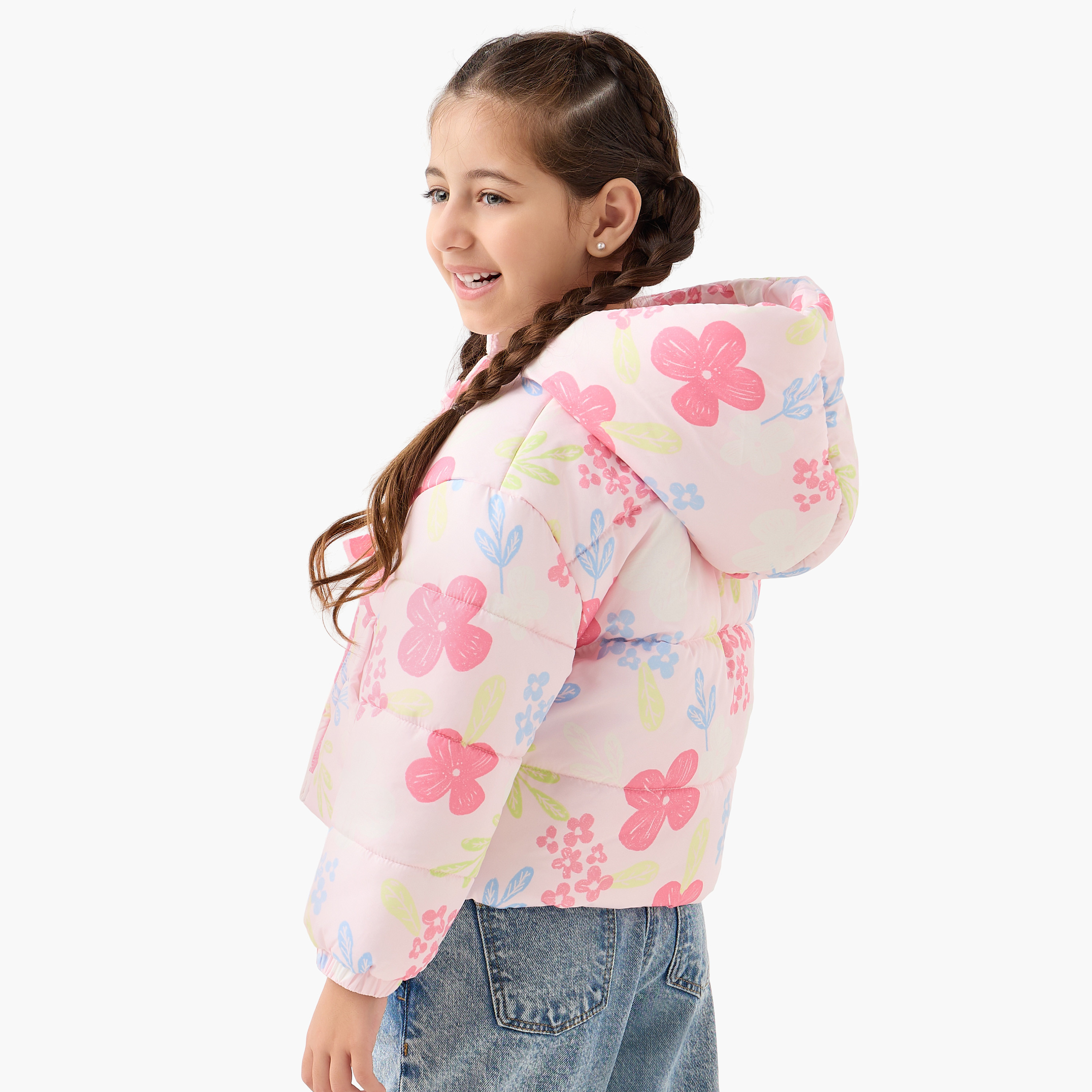 جاكيت ثقيل بقبعة وأكمام طويلة وطبعات قلوب من جونيورز-baby-girls-clothing-jacketsandcoats-image-8
