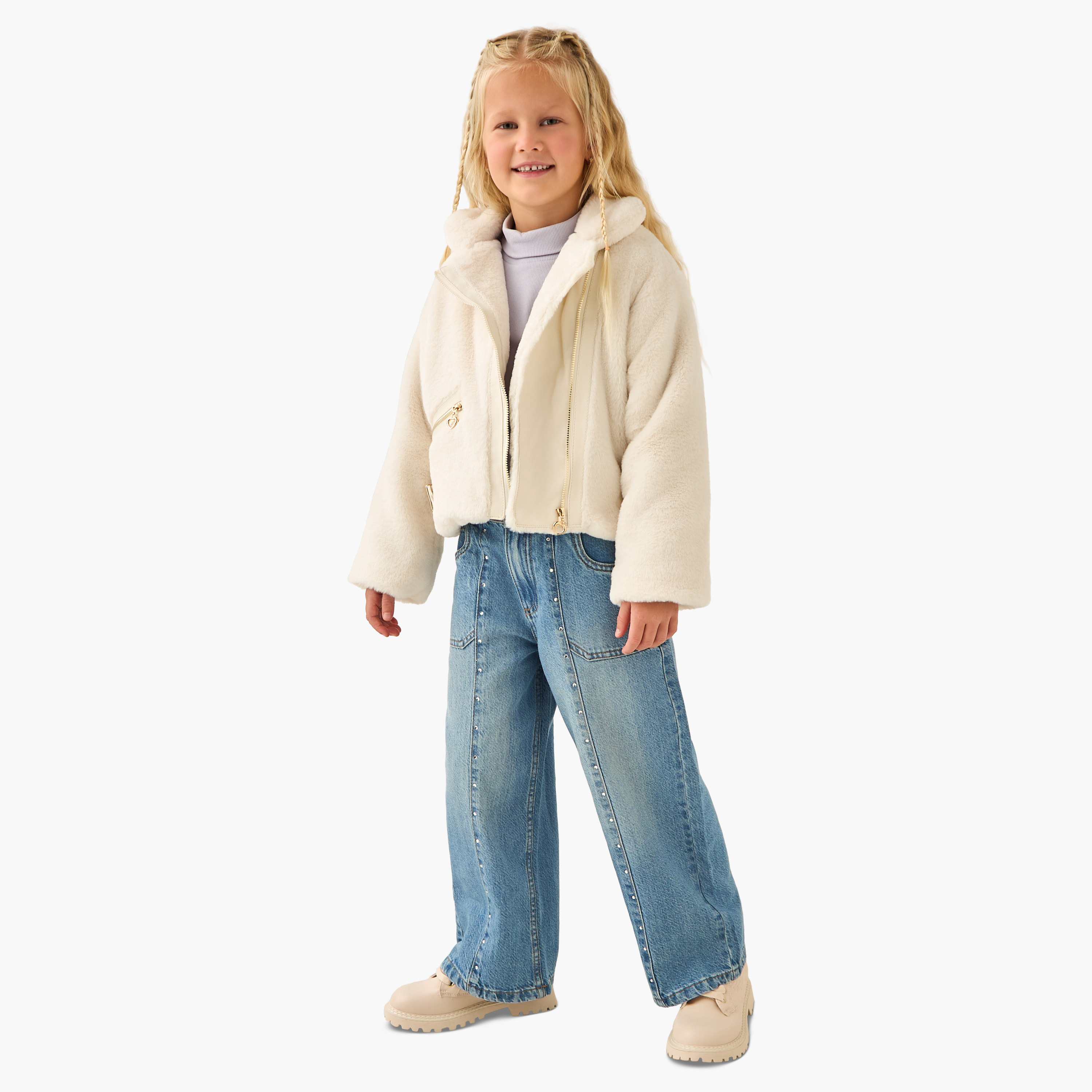 جاكيت جونيورز سادة بياقة وجيوب وأكمام طويلة-baby-girls-clothing-jacketsandcoats-image-4