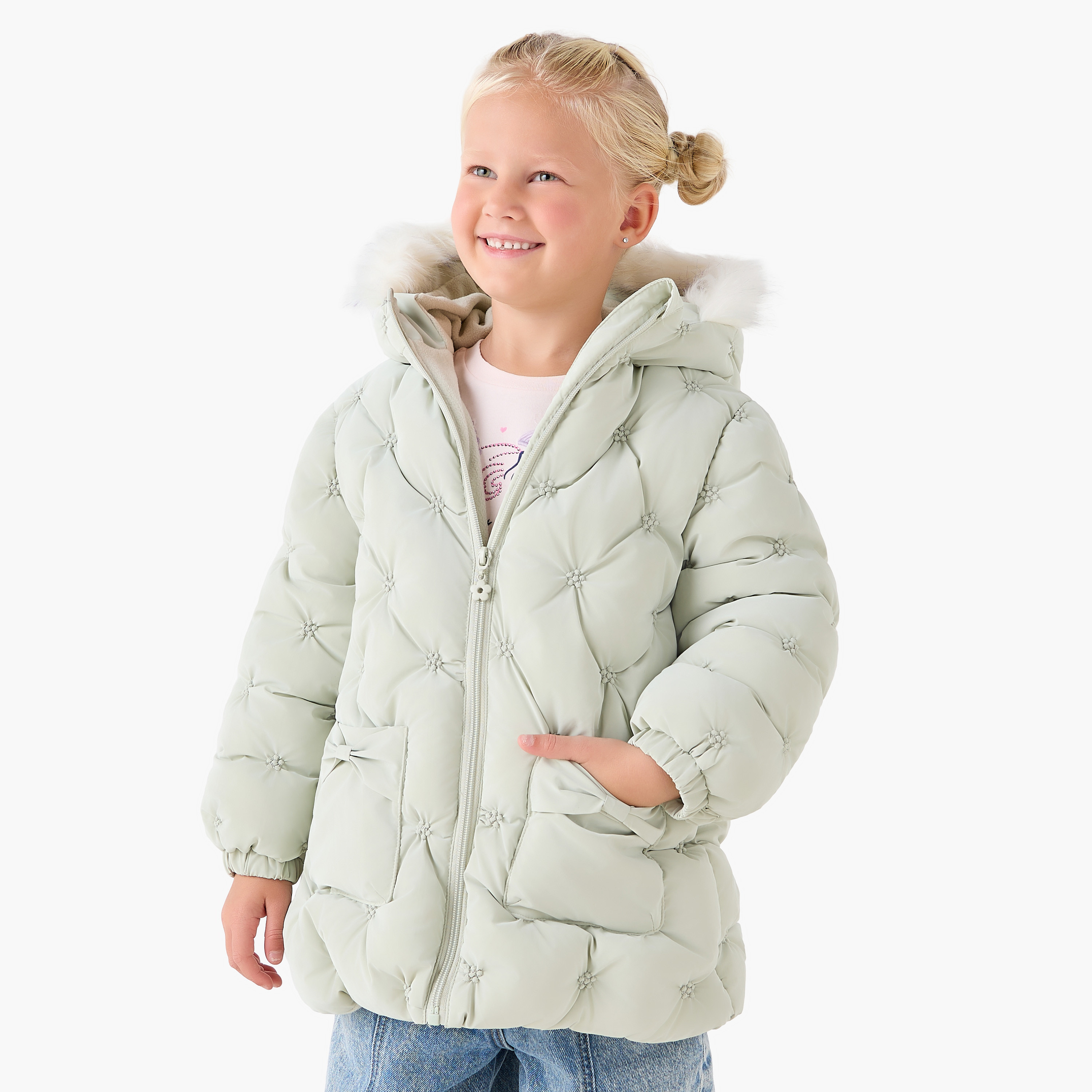 Juniors Quilted Heavy Jacket with Hood and Zip Closure-baby-girls-clothing-jacketsandcoats-image-1