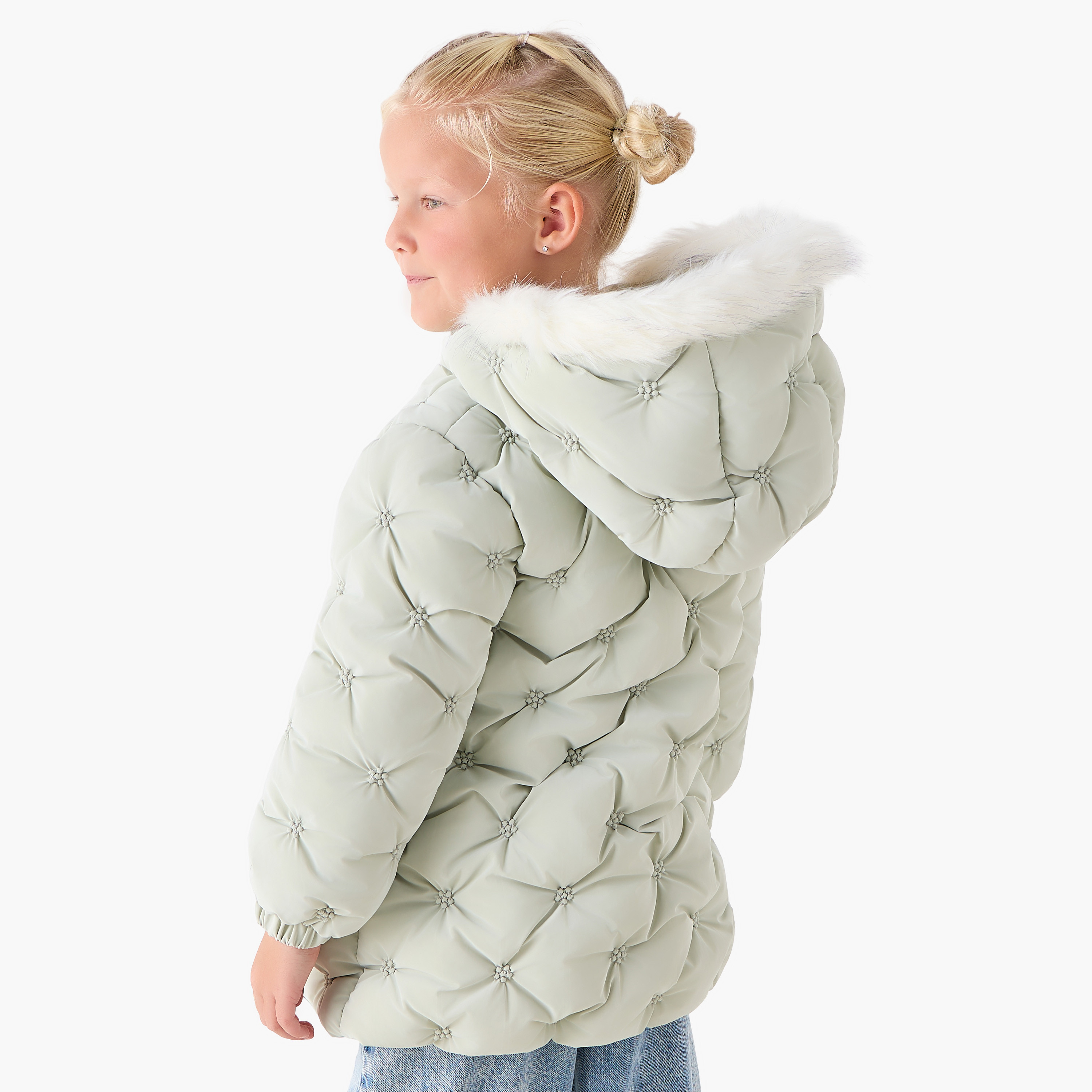 Juniors Quilted Heavy Jacket with Hood and Zip Closure-baby-girls-clothing-jacketsandcoats-image-3