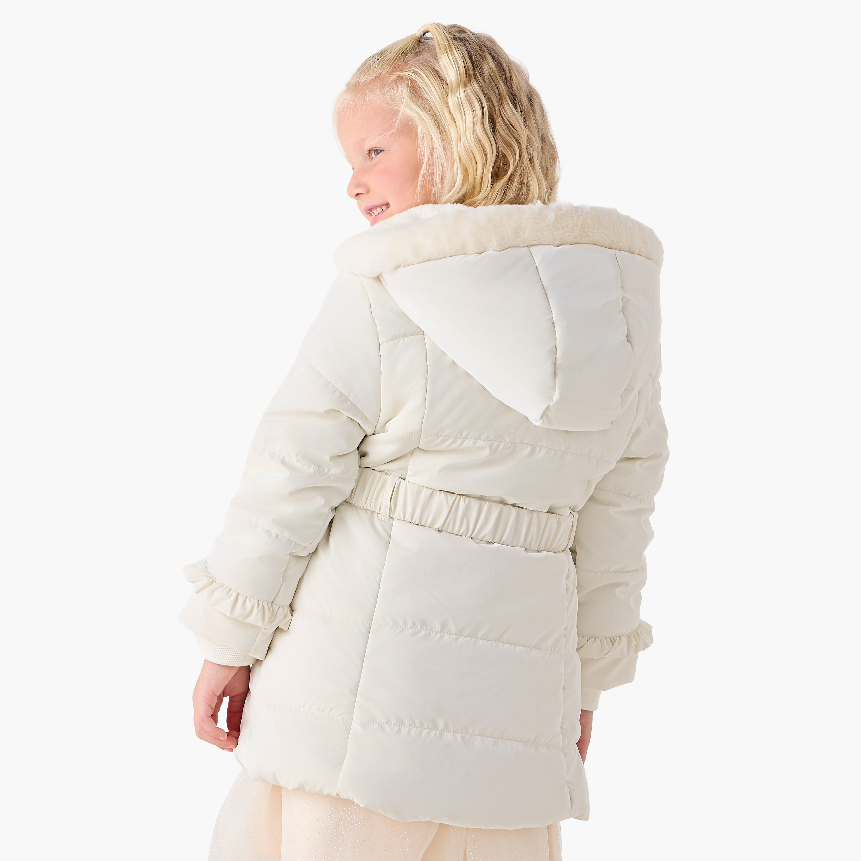 جاكيت بقبعة وأكمام طويلة وحزام وتزيينات زهرية من جونيورز-baby-girls-clothing-jacketsandcoats-image-3