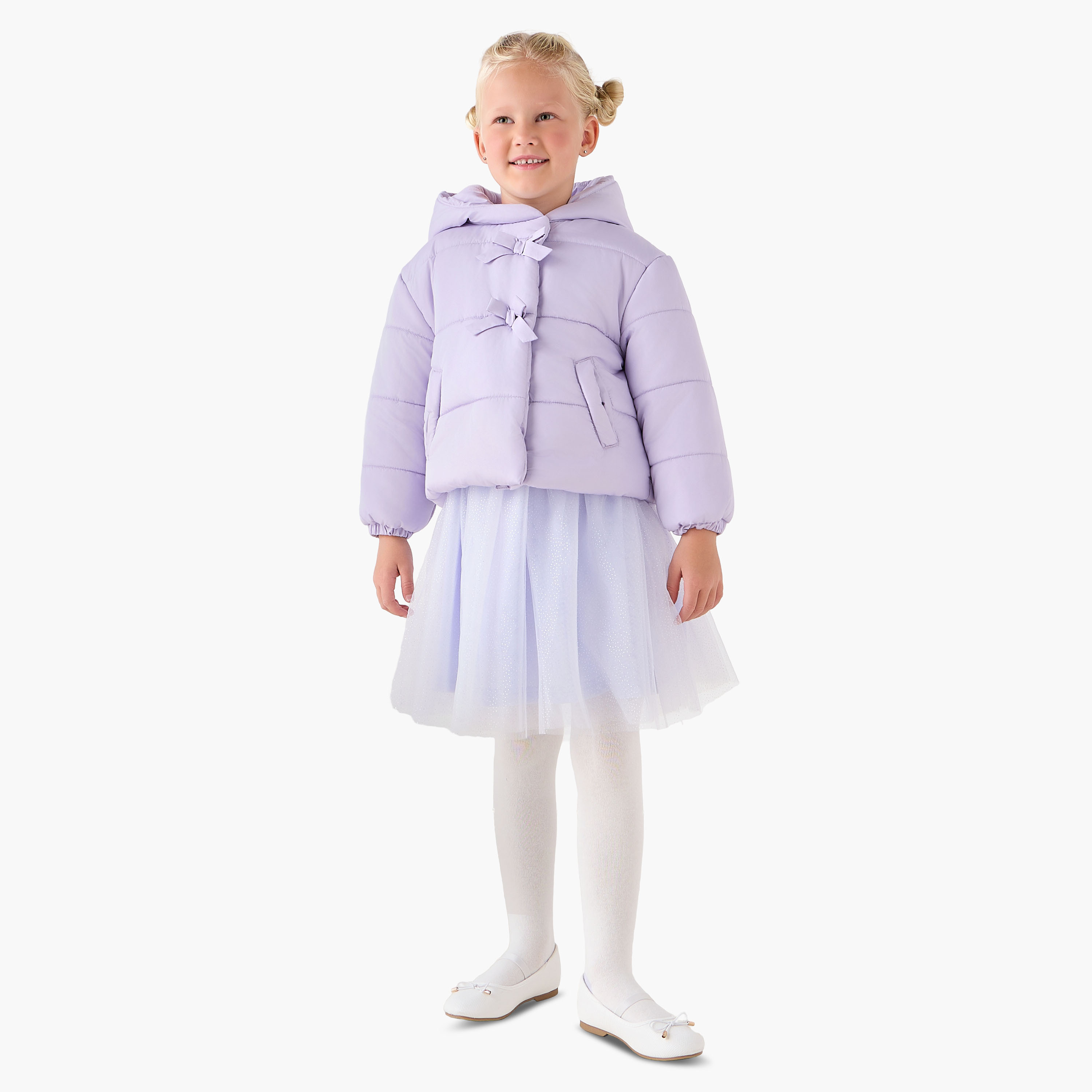 Juniors Bow Accent Hooded Heavy Jacket with Long Sleeves-baby-girls-clothing-jacketsandcoats-image-2