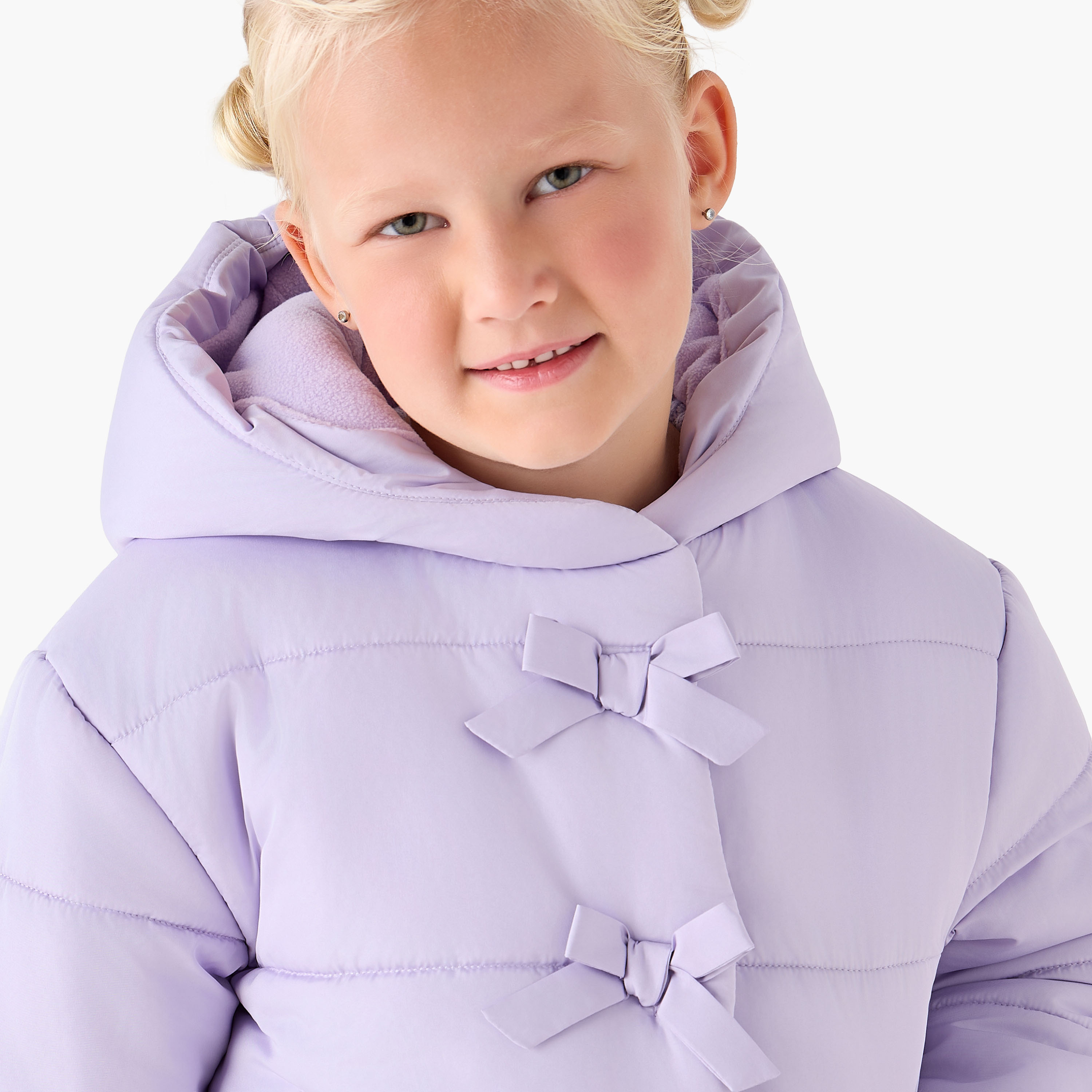 جاكيت ثقيل بقبعة وأكمام طويلة وفيونكة من جونيورز-baby-girls-clothing-jacketsandcoats-image-2