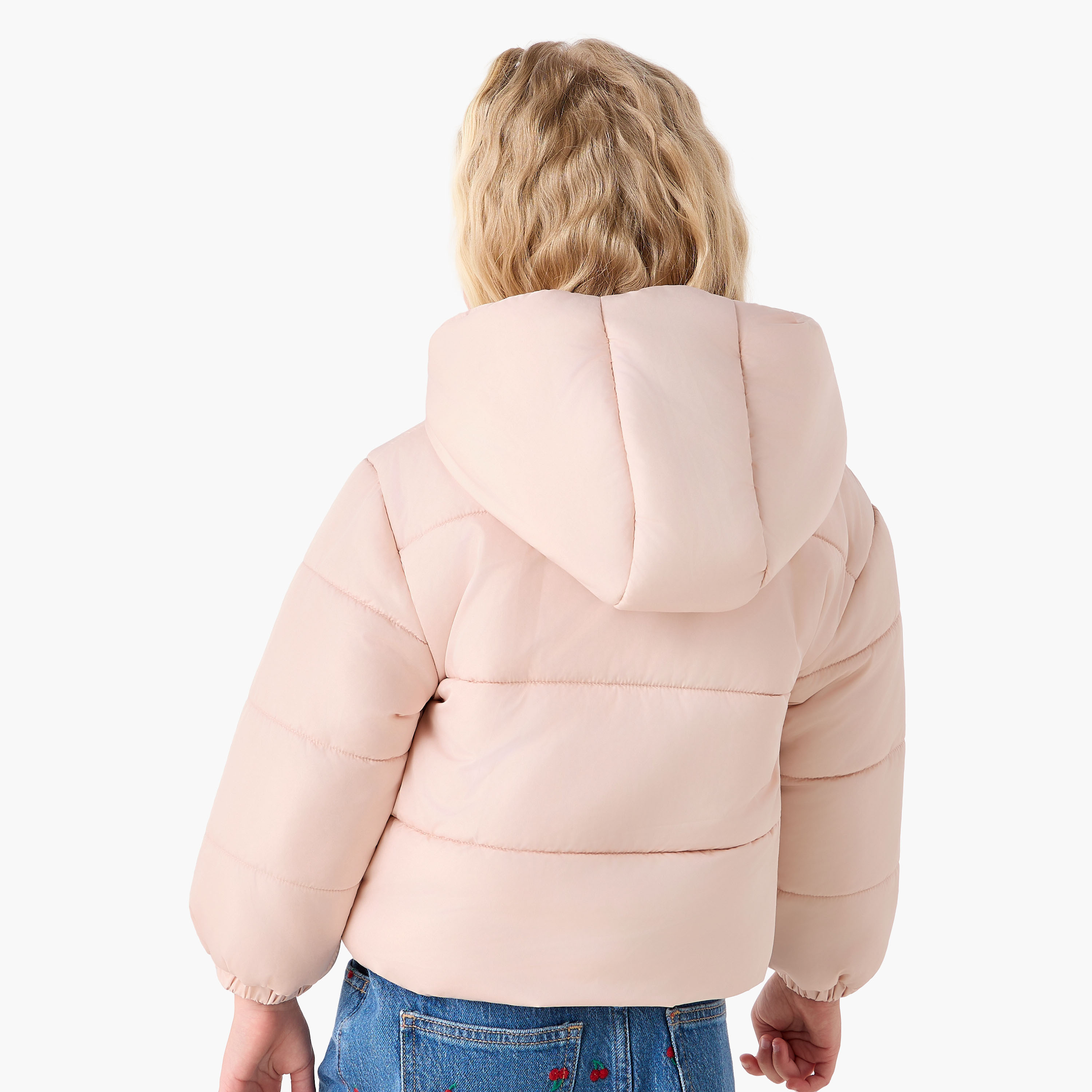 Juniors Bow Accent Hooded Heavy Jacket with Long Sleeves-baby-girls-clothing-winterwear-jacketsandcoats-image-3