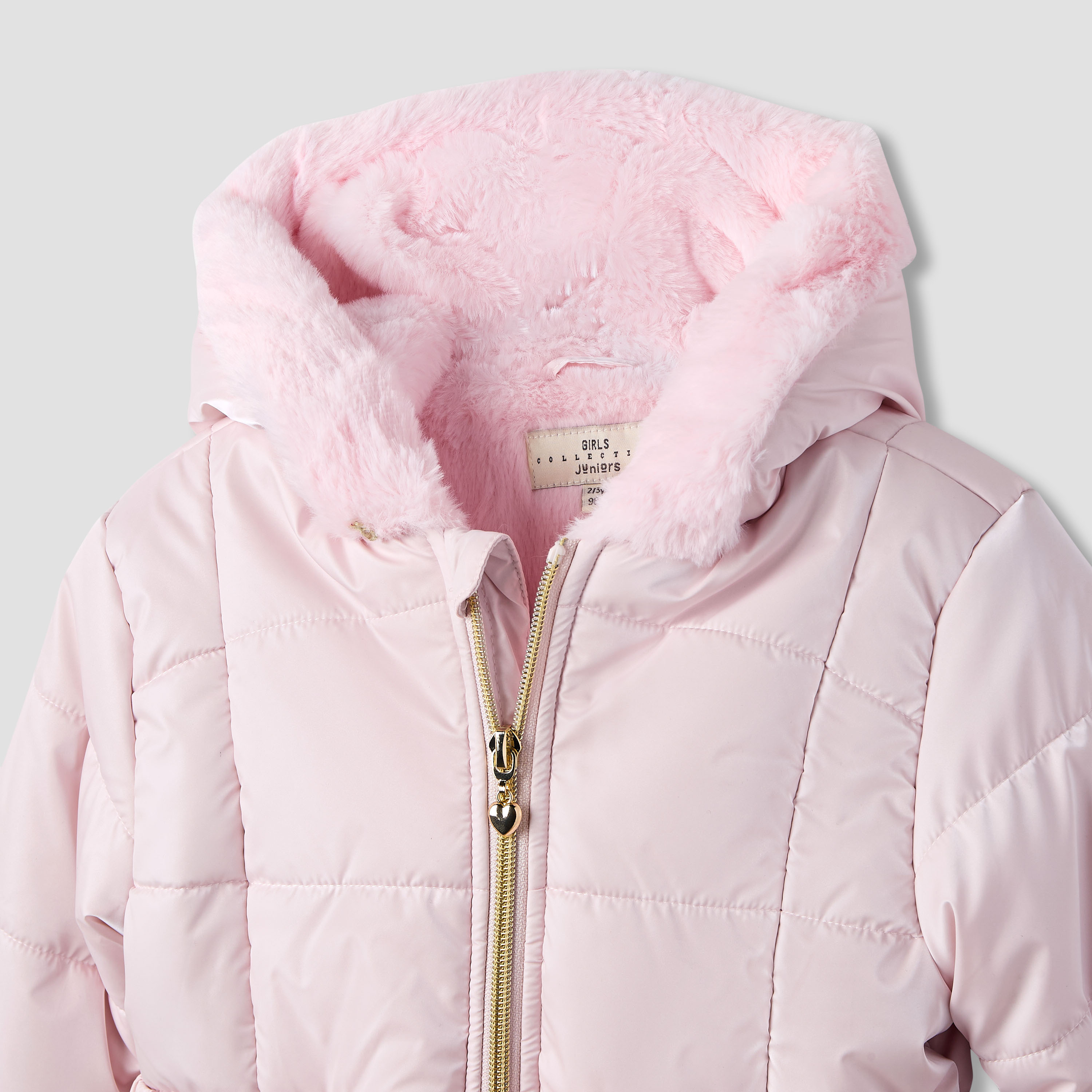 جاكيت منفوخ بقبعة وأكمام طويلة وتزيينات زهرية وحزام من جونيورز-baby-girls-clothing-jacketsandcoats-image-3