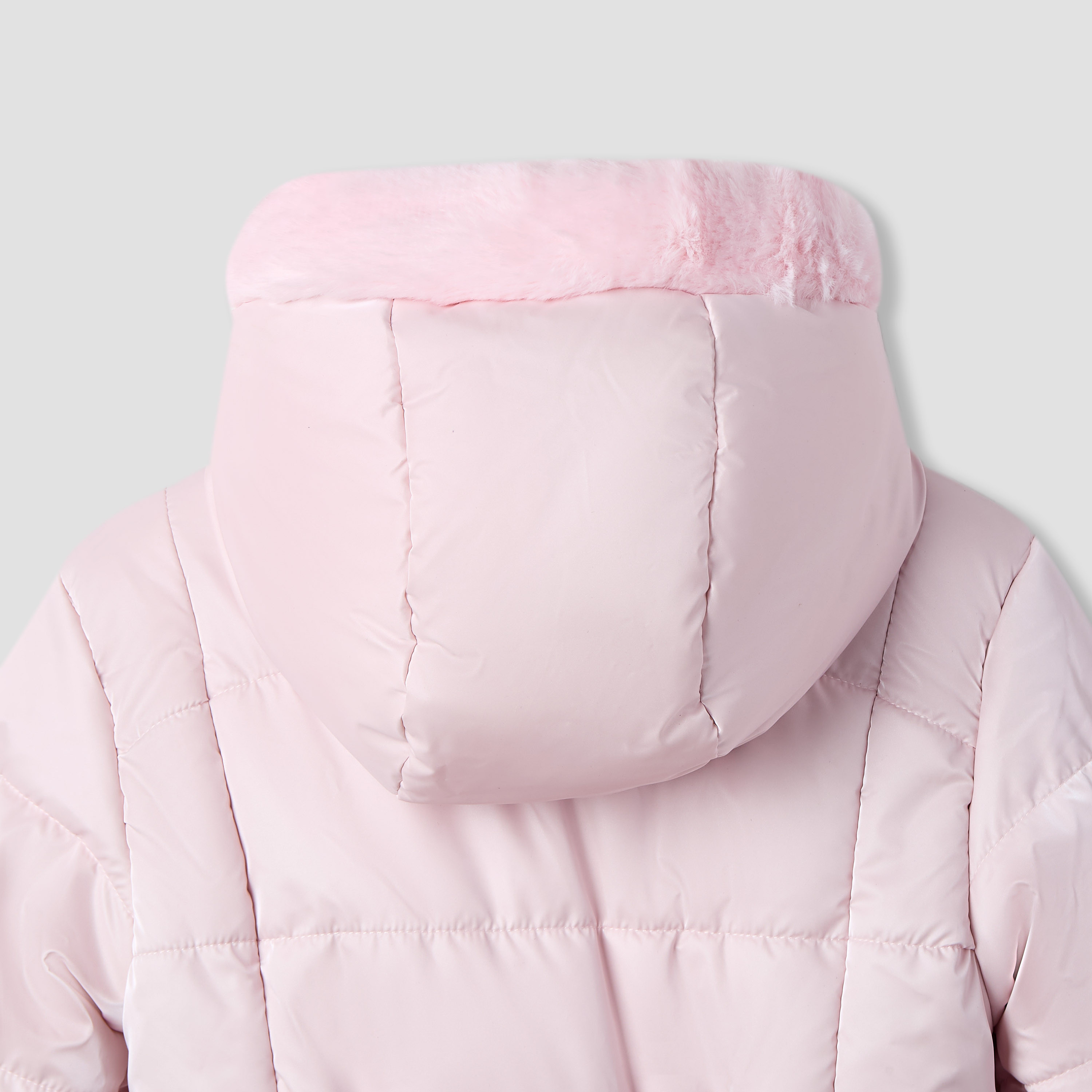 جاكيت منفوخ بقبعة وأكمام طويلة وتزيينات زهرية وحزام من جونيورز-baby-girls-clothing-winterwear-jacketsandcoats-image-5
