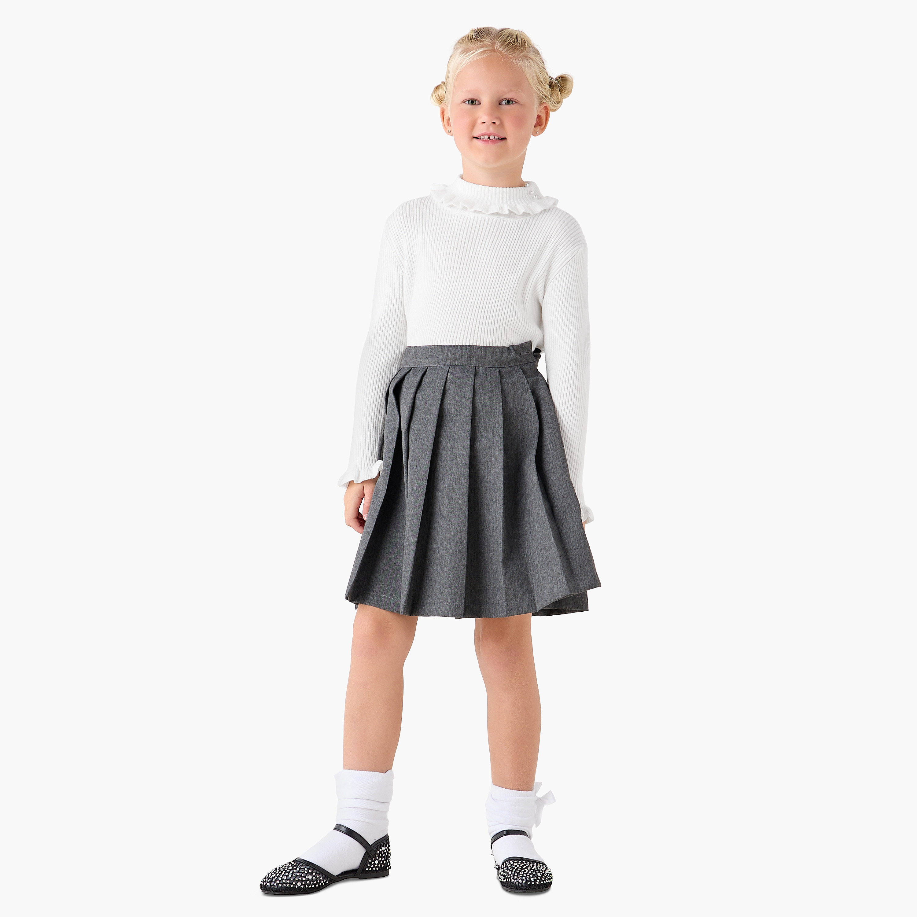 Juniors Ribbed High Neck Pullover with Long Sleeves-girls-clothing-winterwear-jumpersandcardigans-image-2