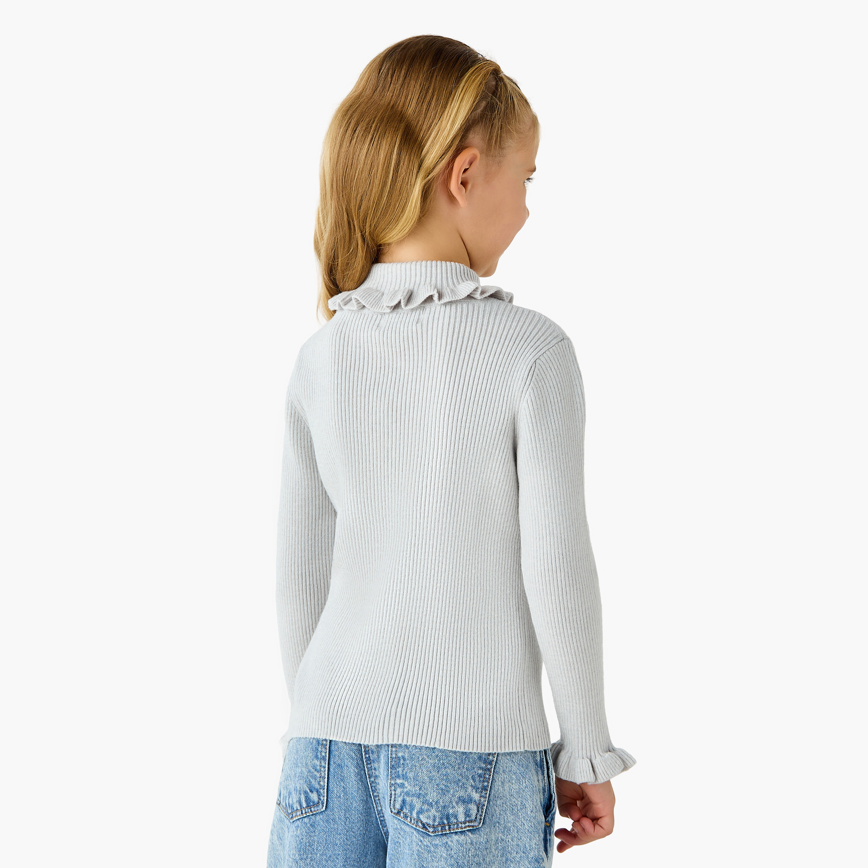 Juniors Ribbed High Neck Pullover with Long Sleeves-girls-clothing-winterwear-jumpersandcardigans-image-3