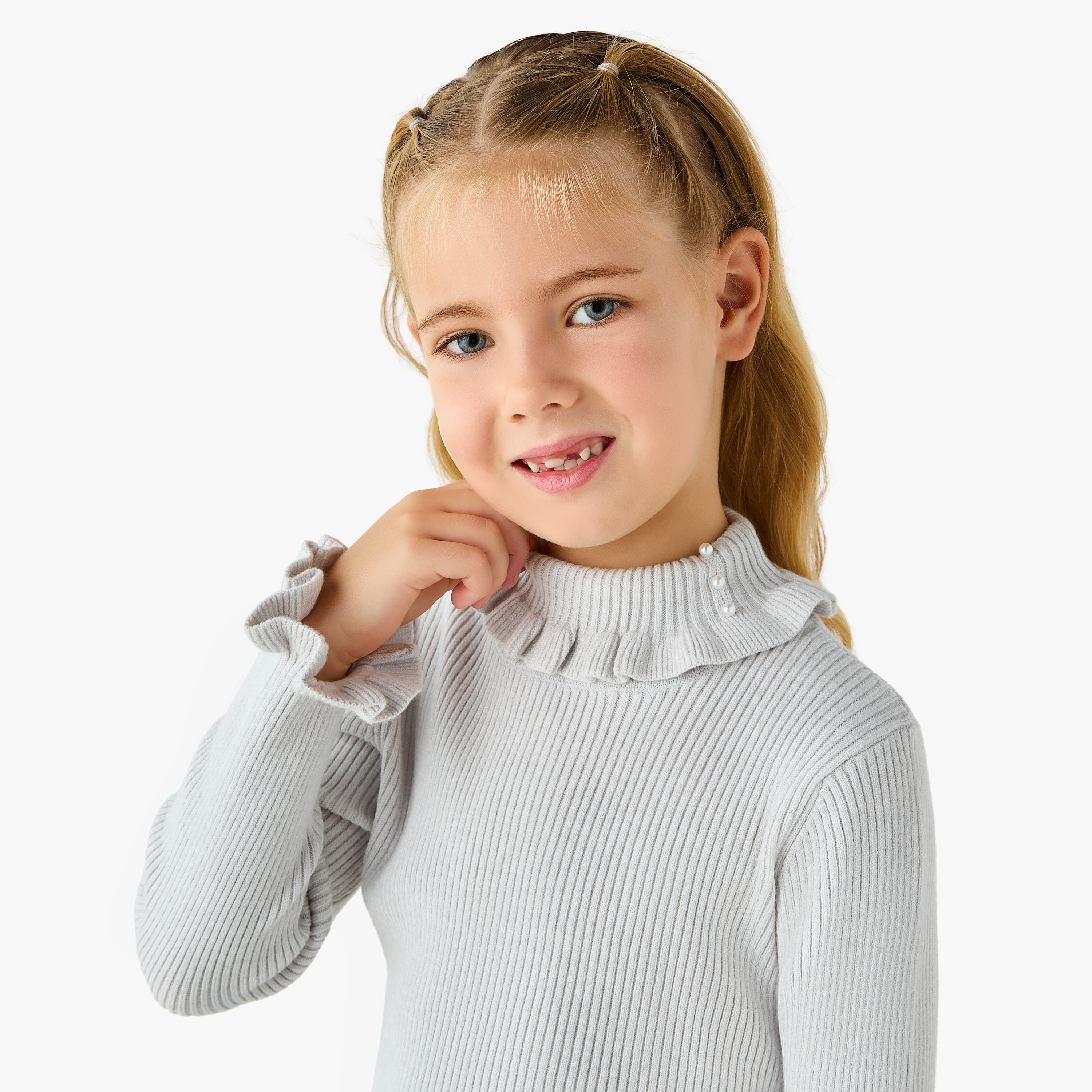 Juniors Ribbed High Neck Pullover with Long Sleeves-girls-clothing-winterwear-jumpersandcardigans-image-4