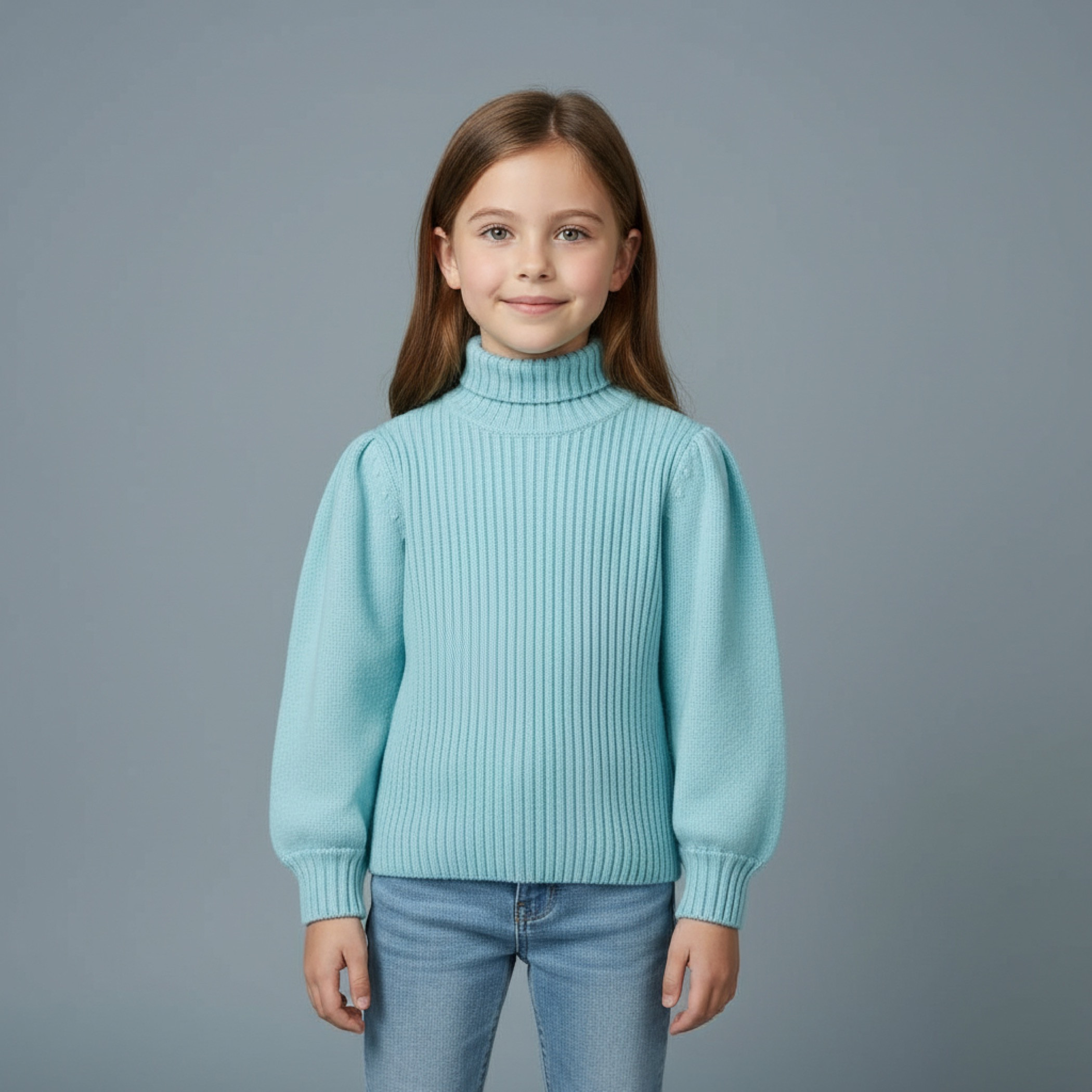 Juniors Ribbed Turtleneck Sweater with Long Sleeves-girls-clothing-winterwear-jumpersandcardigans-image-1