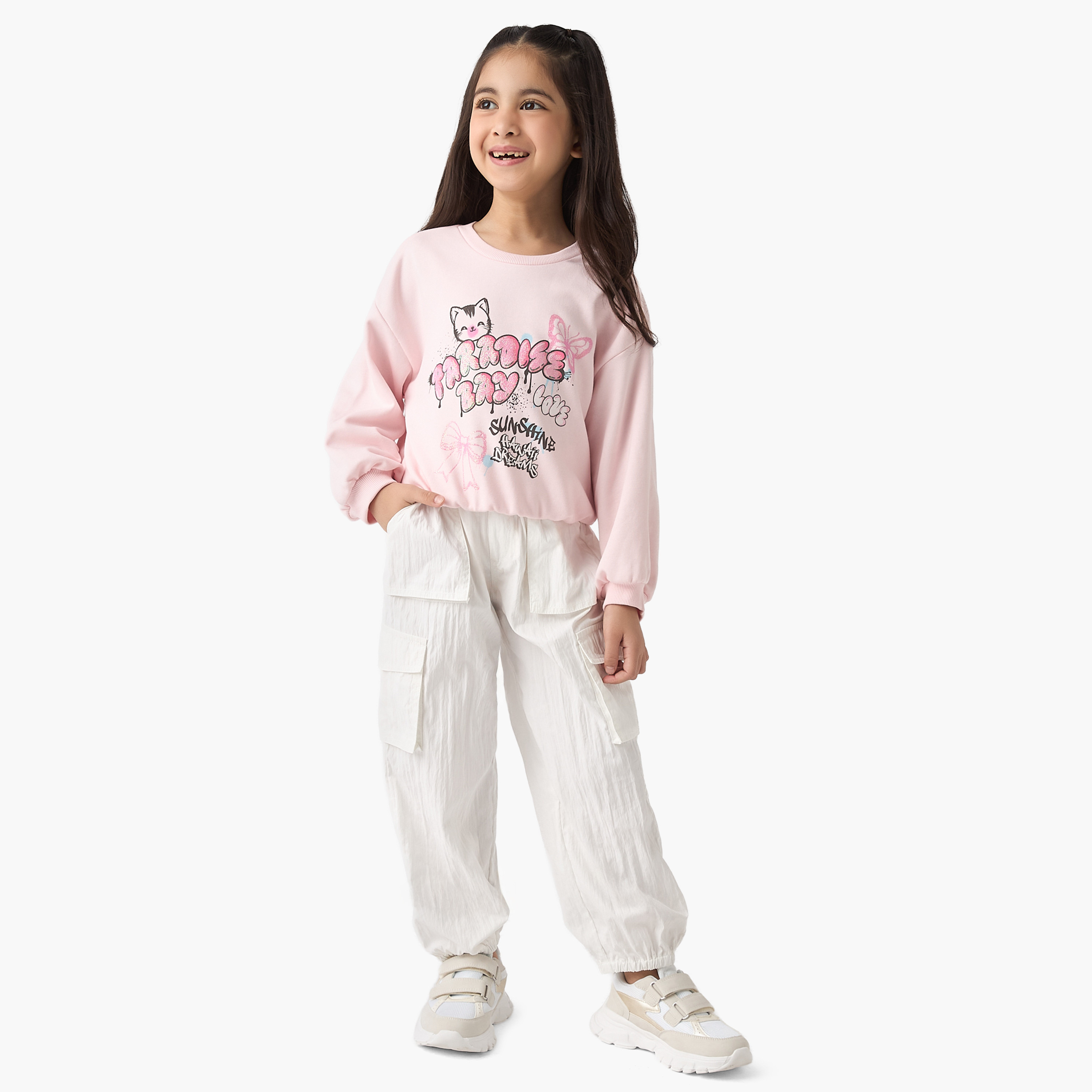 Juniors Teddy Bear Print Sweatshirt-baby-girls-clothing-winterwear-sweatshirts-image-2