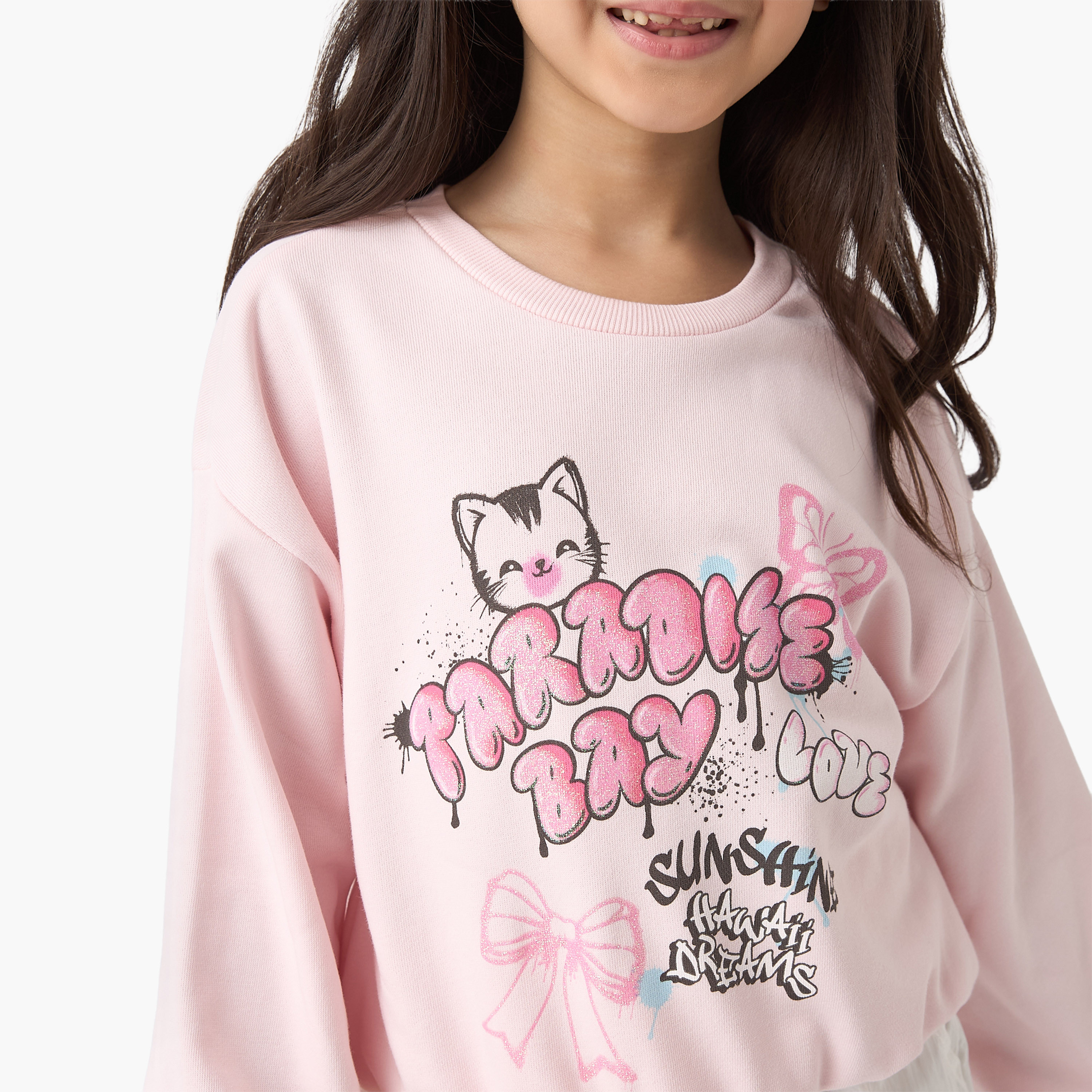 Juniors Teddy Bear Print Sweatshirt-baby-girls-clothing-winterwear-sweatshirts-image-4