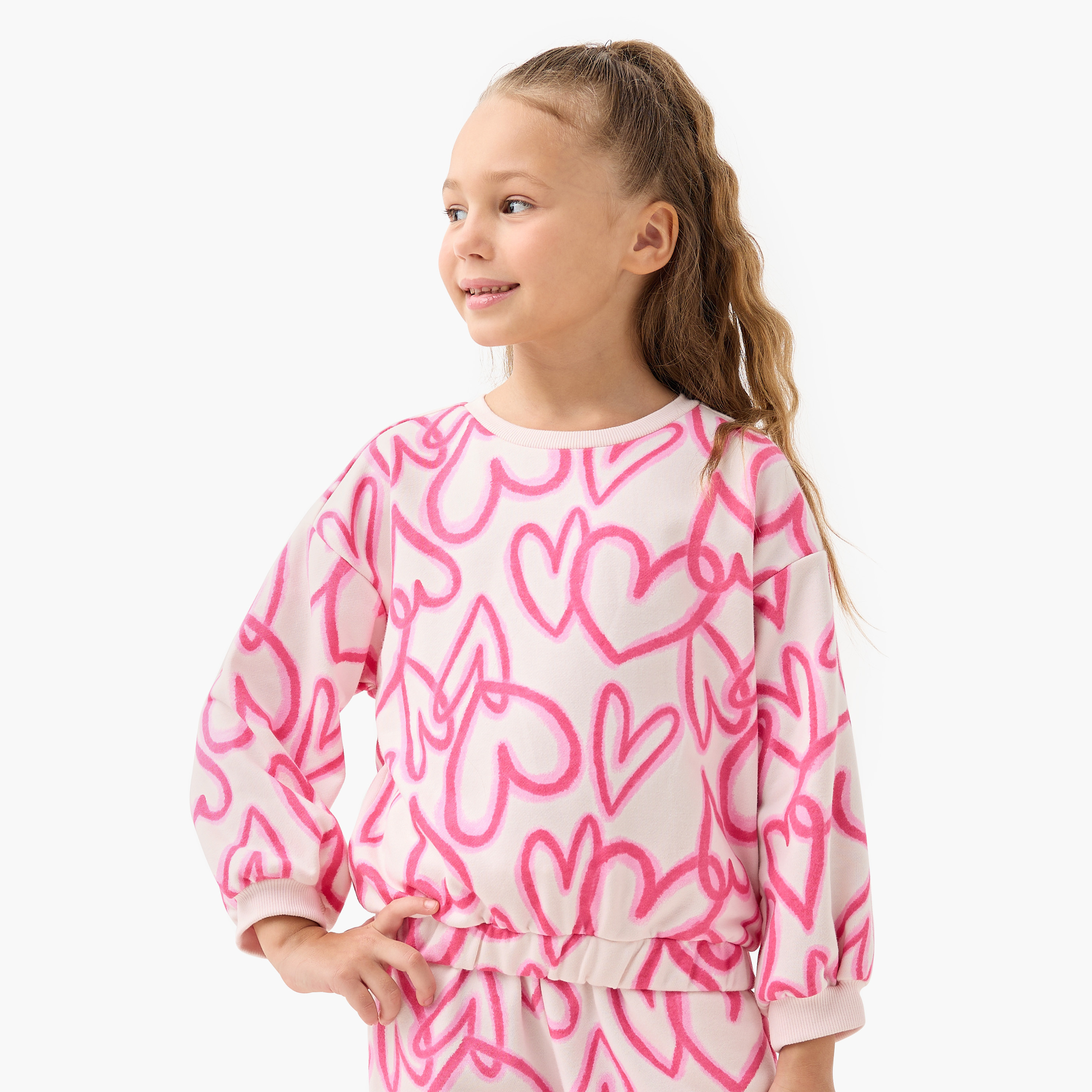 Juniors Floral Print Pullover with Crew Neck-baby-girls-clothing-winterwear-sweatshirts-image-1