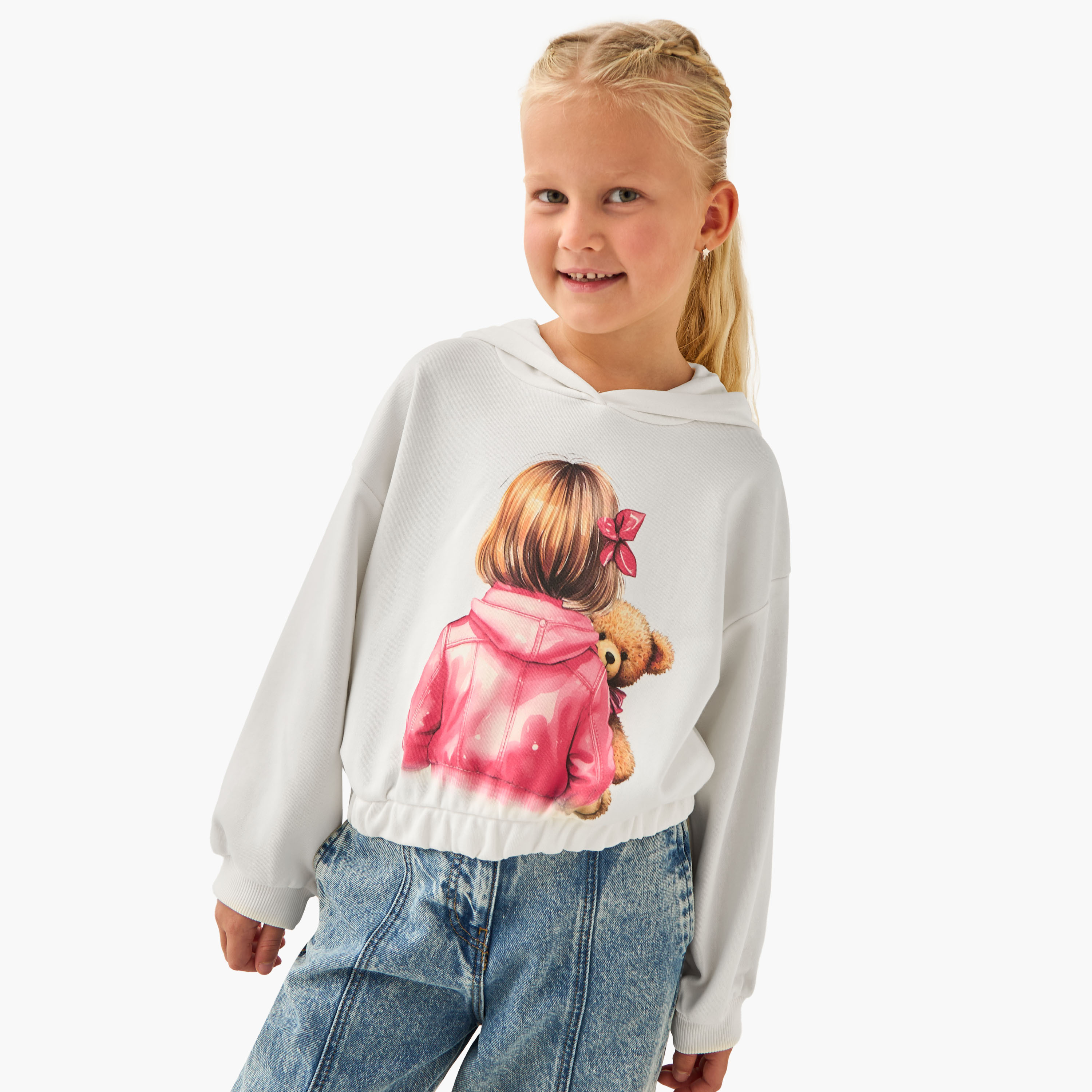 Juniors Graphic Print Sweatshirt with Long Sleeves-baby-girls-clothing-winterwear-sweatshirts-image-1
