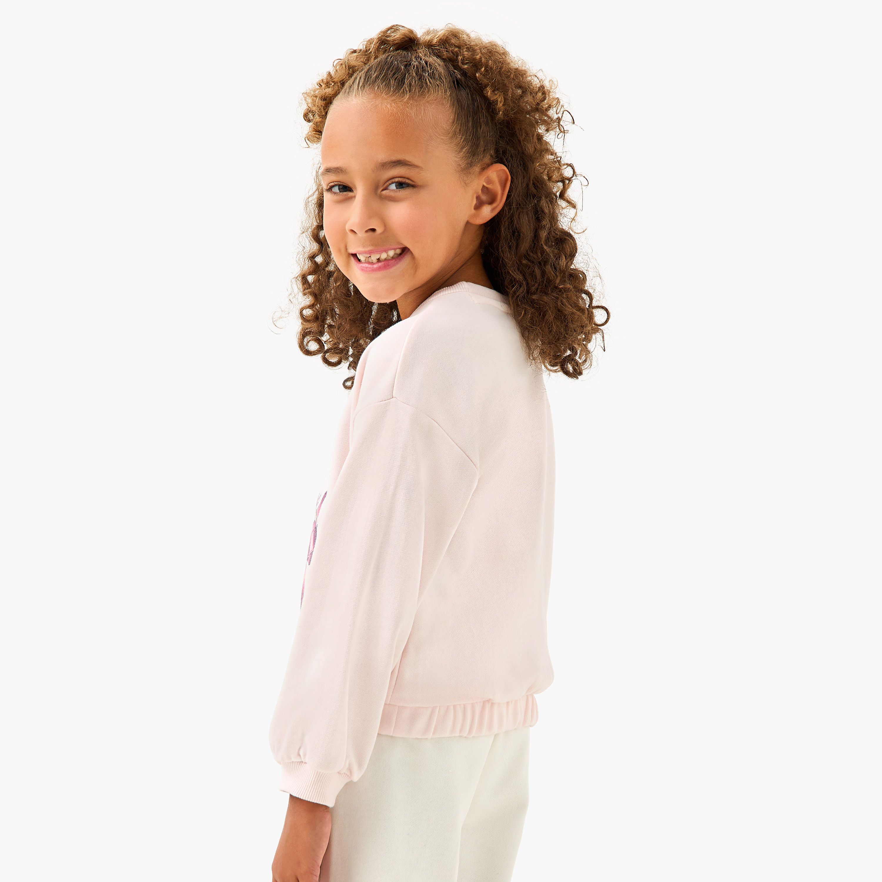 Juniors Cat Print Sweatshirt with Long Sleeves-baby-girls-clothing-winterwear-sweatshirts-image-3