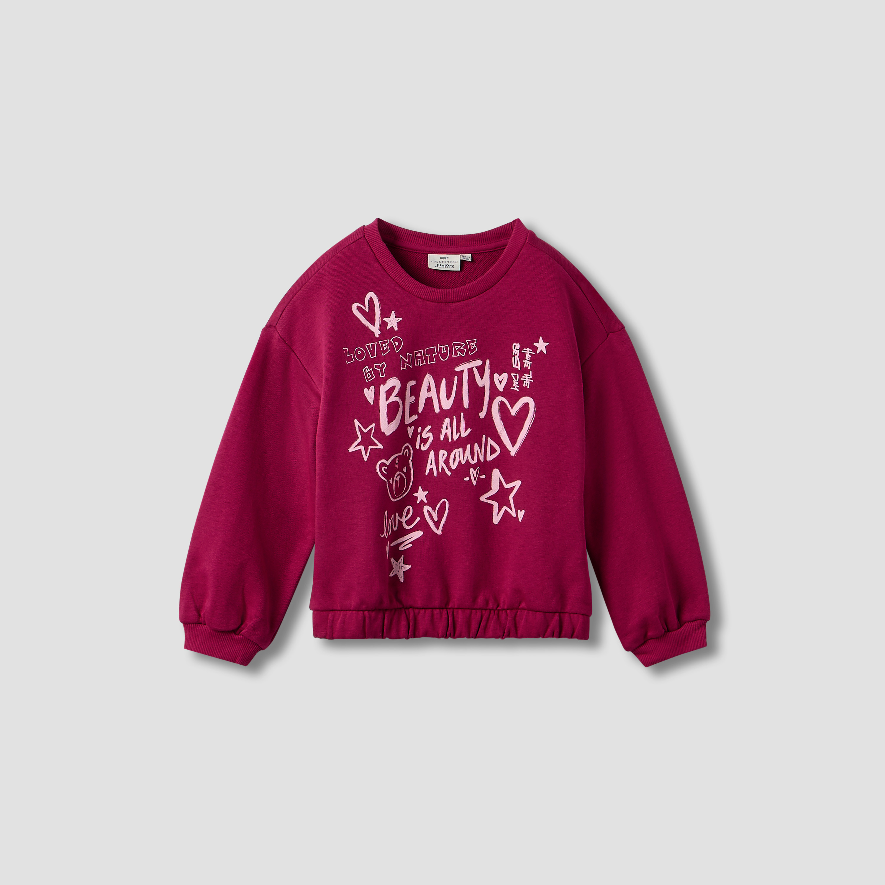 Juniors Girls Crew Neck Sweatshirt with Print - Long Sleeves-girls-clothing-sweatshirts-image-1
