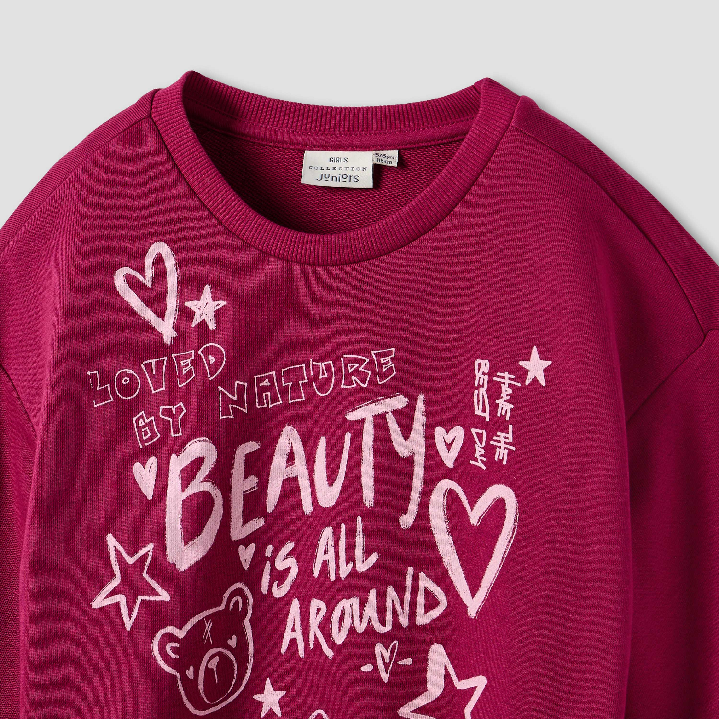 Juniors Girls Crew Neck Sweatshirt with Print - Long Sleeves-girls-clothing-sweatshirts-image-3