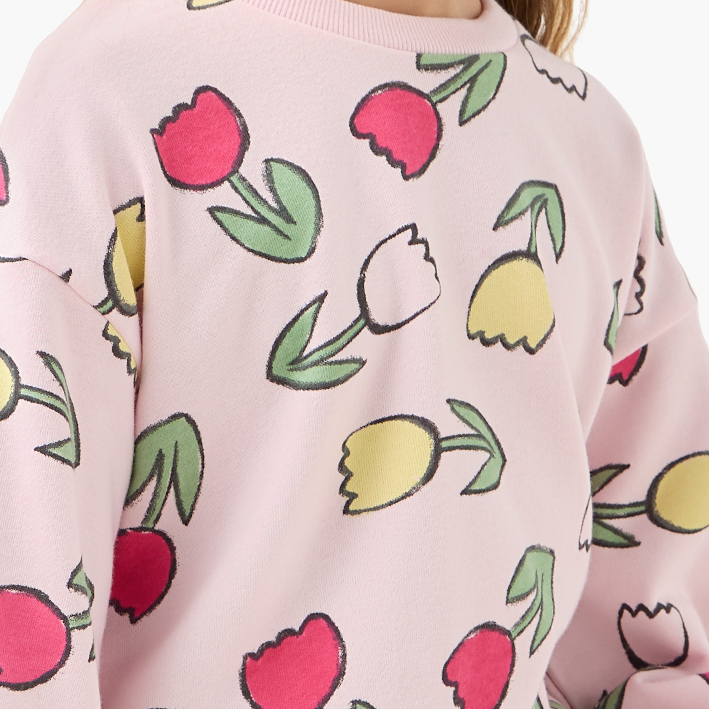 Juniors Floral Print Pullover with Crew Neck-baby-girls-clothing-winterwear-sweatshirts-image-5