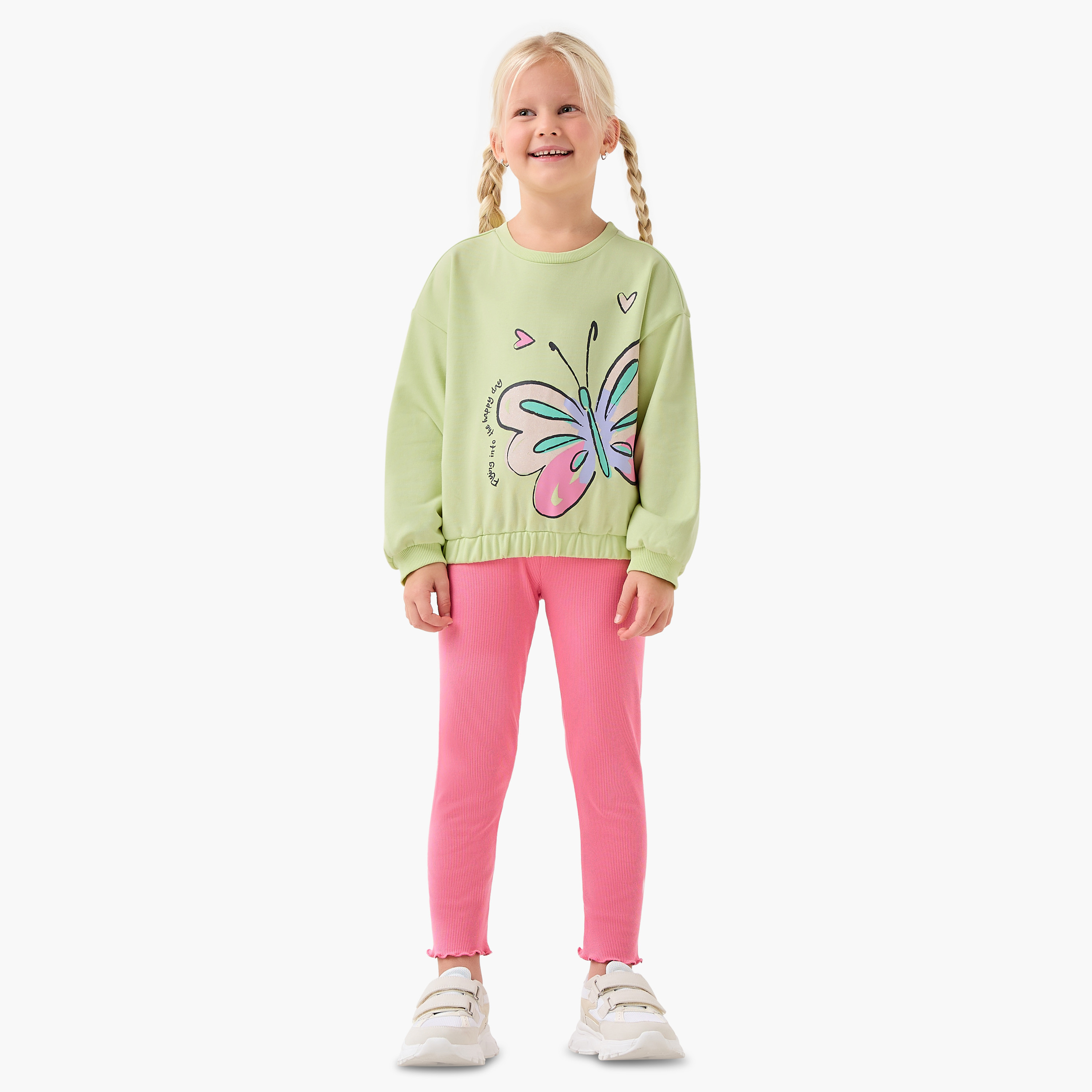 Juniors Butterfly Print Sweatshirt with Long Sleeves-baby-girls-clothing-sweatshirts-image-2