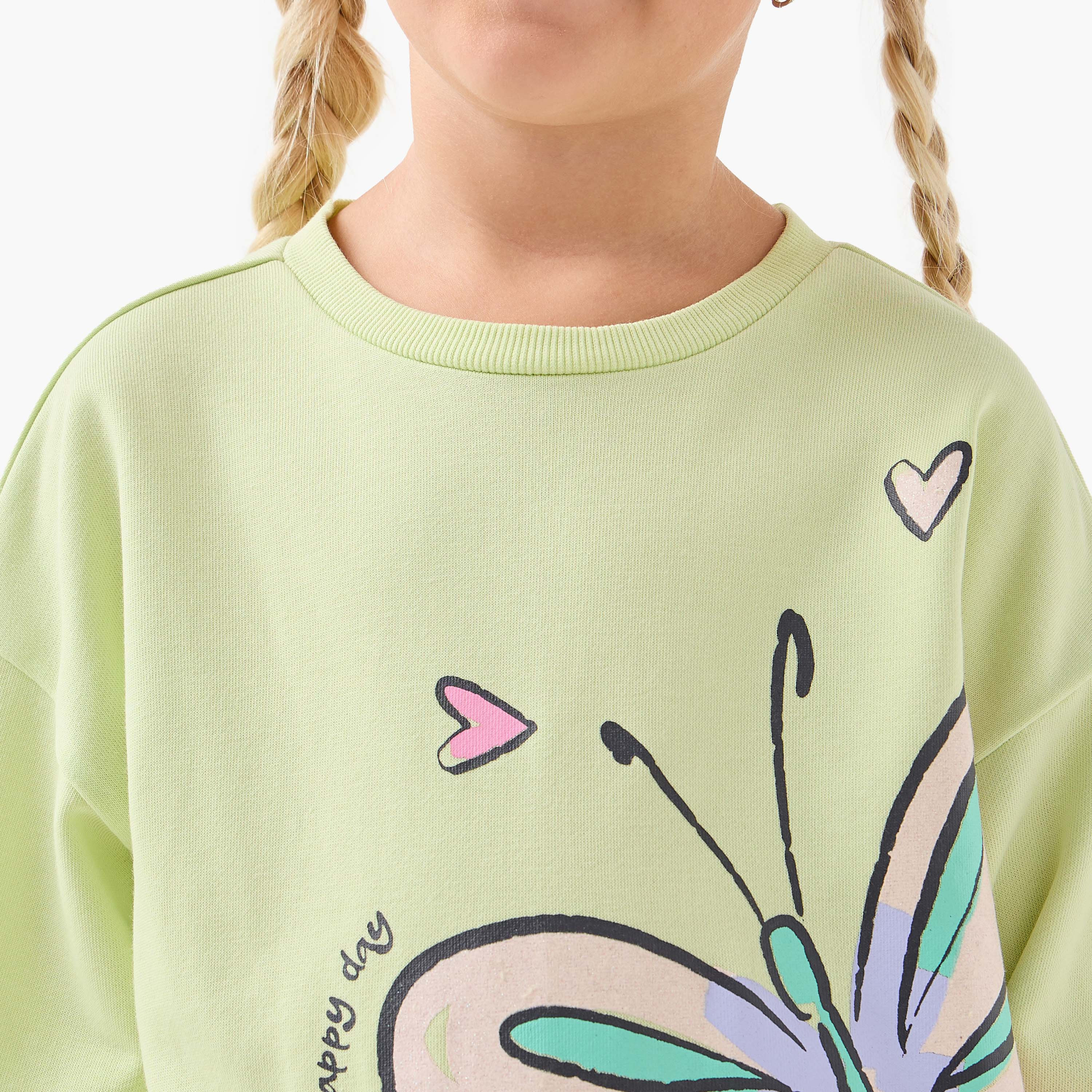 Juniors Butterfly Print Sweatshirt with Long Sleeves-baby-girls-clothing-sweatshirts-image-4