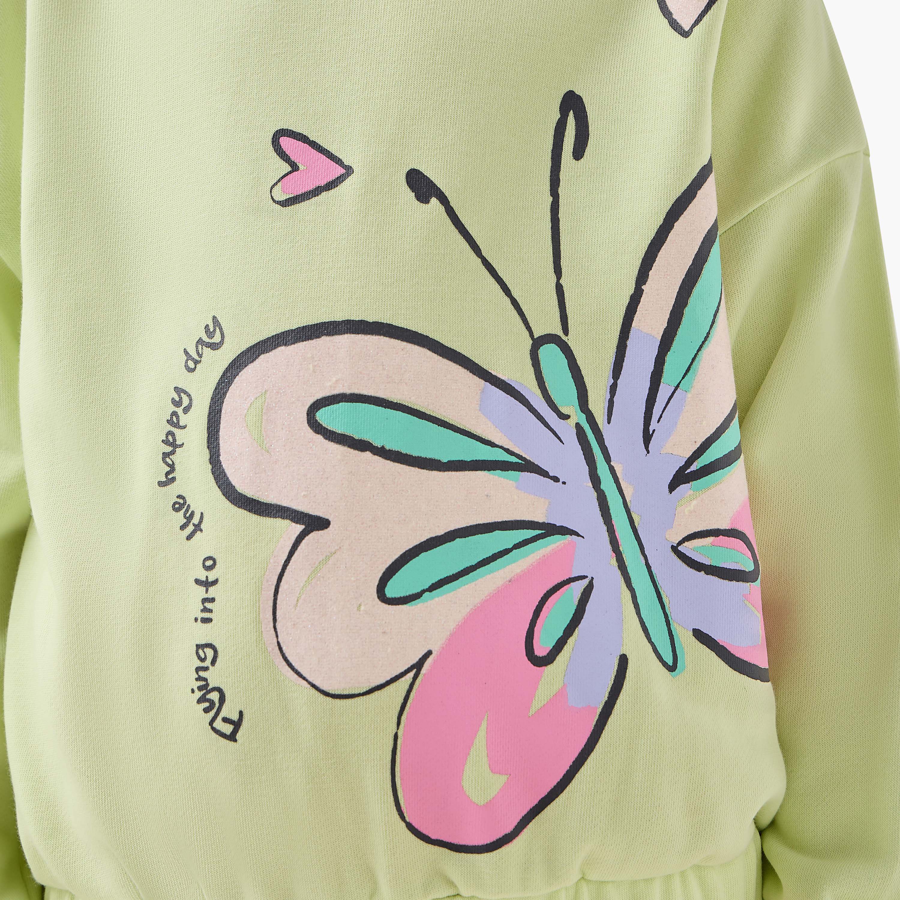 Juniors Butterfly Print Sweatshirt with Long Sleeves-baby-girls-clothing-sweatshirts-image-5