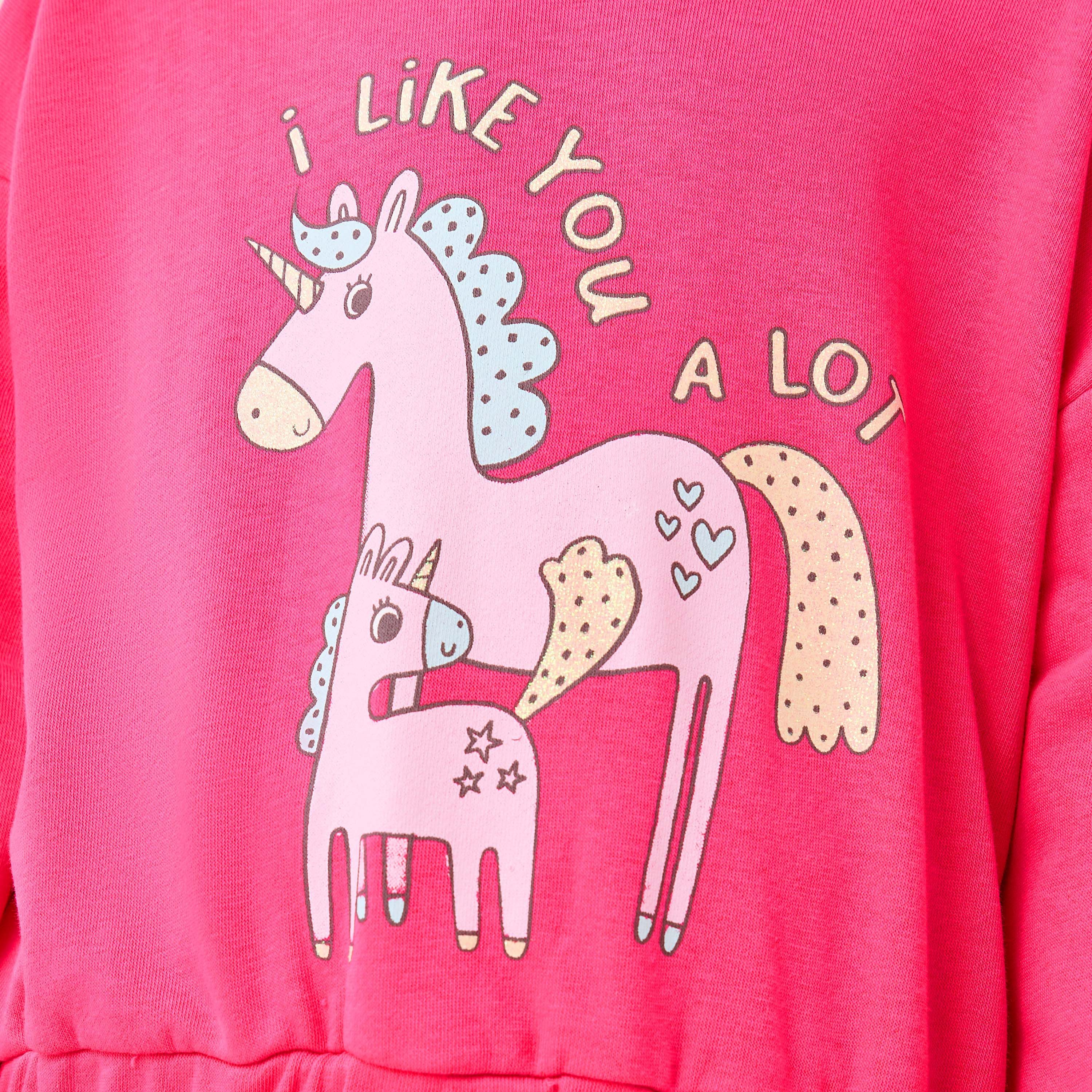 Juniors Unicorn Print Hoodie with Long Sleeves-girls-clothing-sweatshirts-image-5