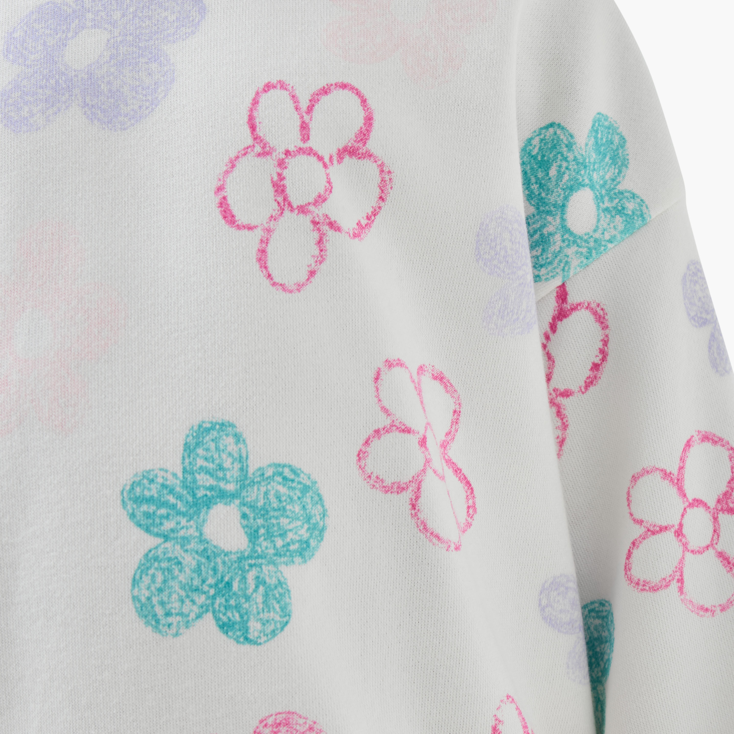 Juniors Floral Print Sweatshirt with Long Sleeves-baby-girls-clothing-sweatshirts-image-2