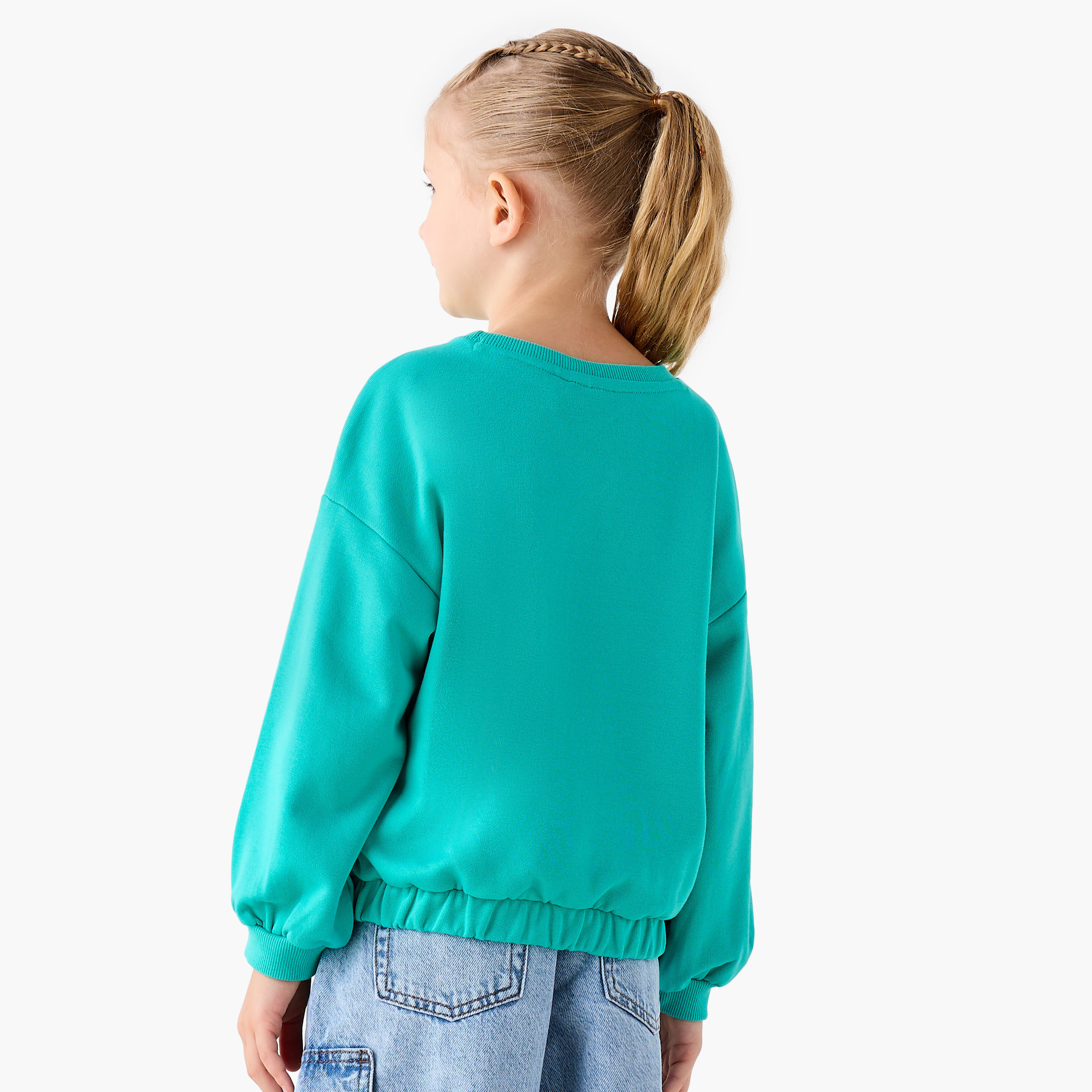 Juniors Graphic Print Sweatshirt with Long Sleeves-baby-girls-clothing-sweatshirts-image-3