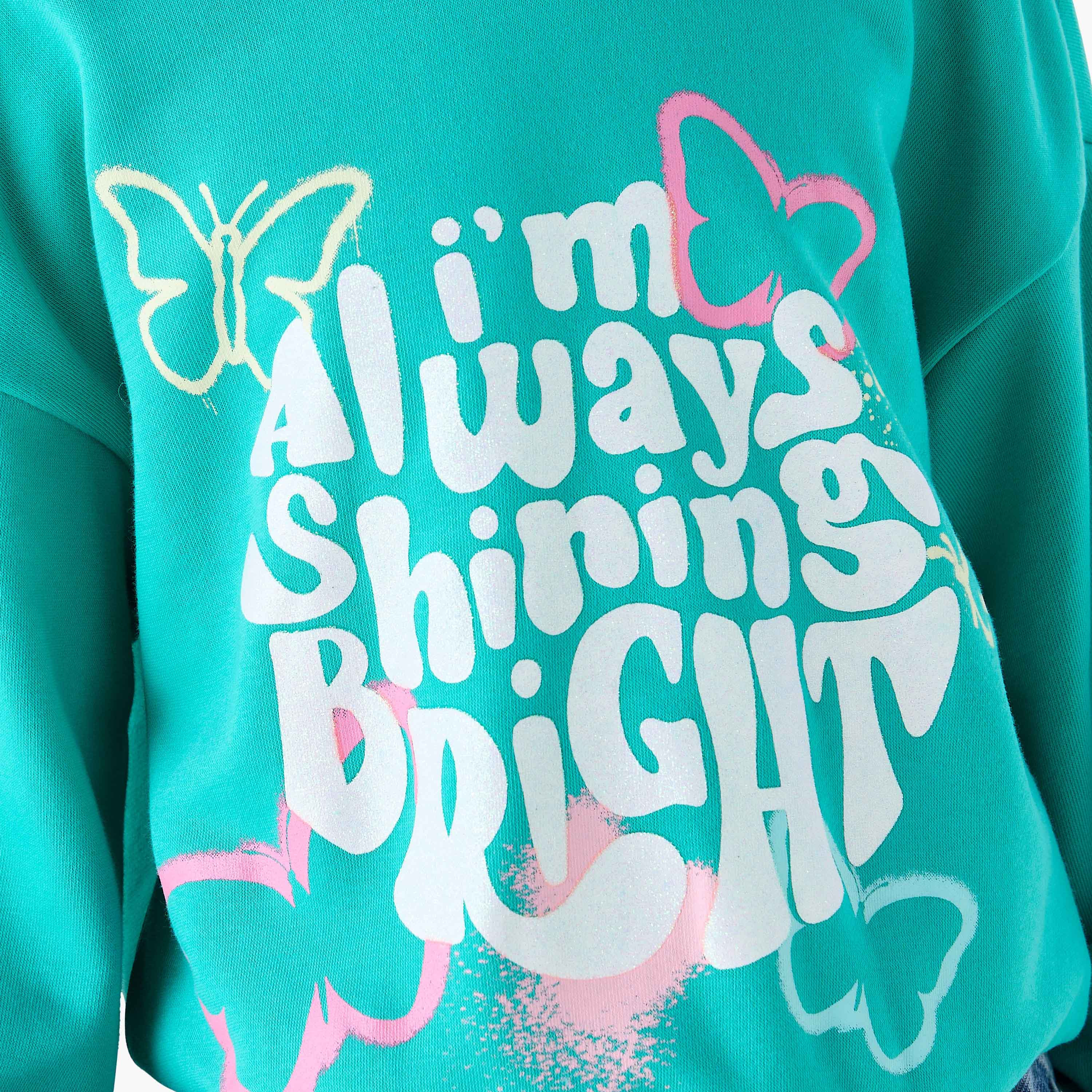 Juniors Graphic Print Sweatshirt with Long Sleeves-baby-girls-clothing-sweatshirts-image-5