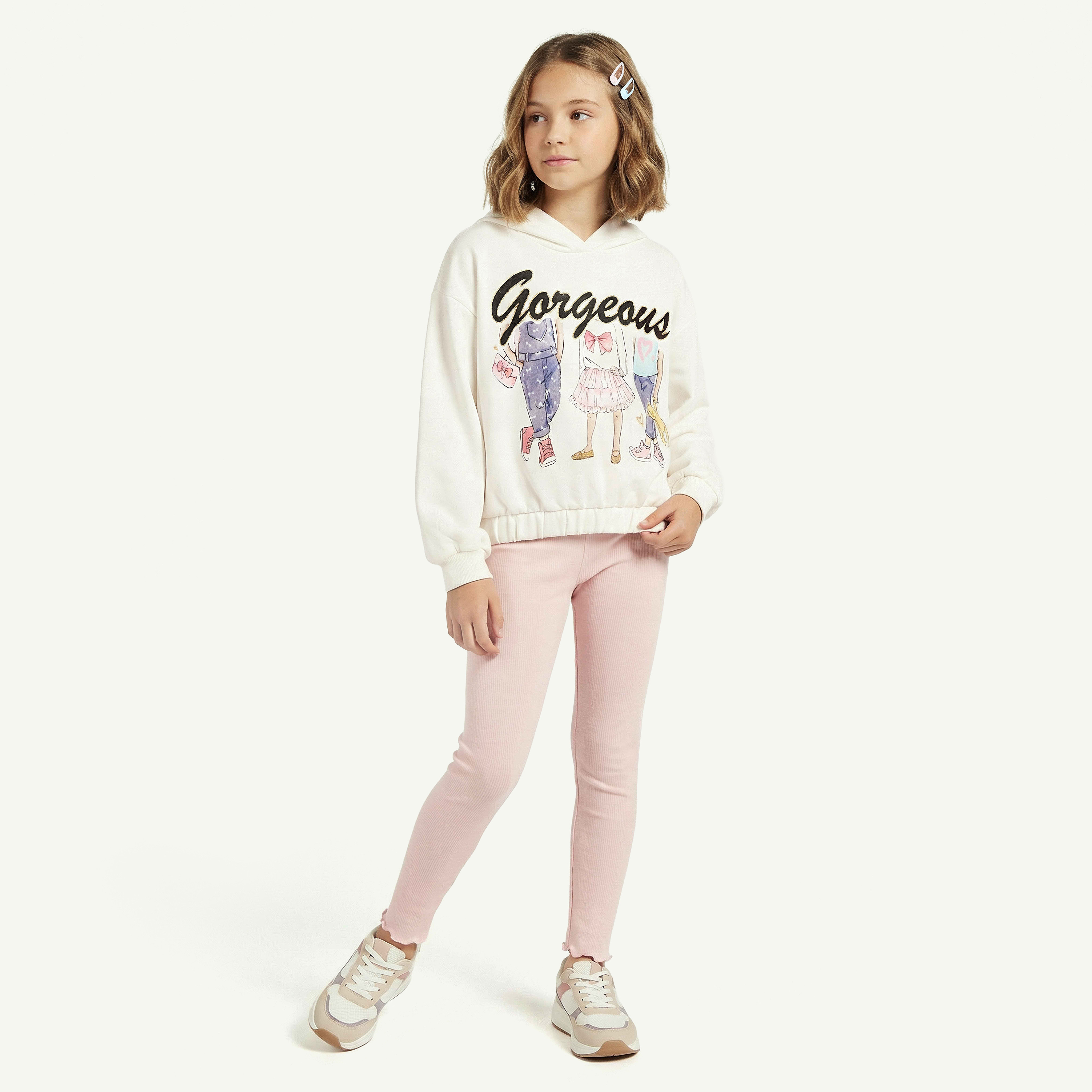 Juniors Graphic Glitter Print Sweatshirt with Long Sleeves-baby-girls-clothing-sweatshirts-image-2